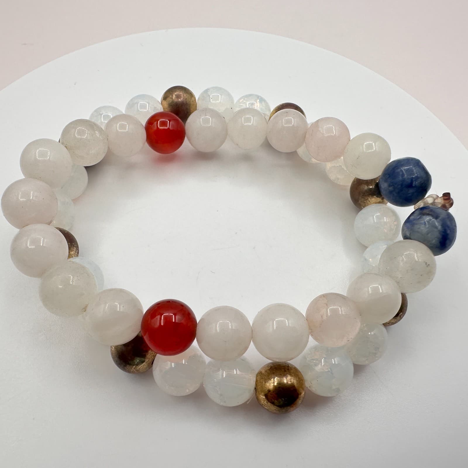 Vintage 90s Glass Beaded Stretch Bracelets Set Boho Classic Fashion Jewelry - Thumbnail 3