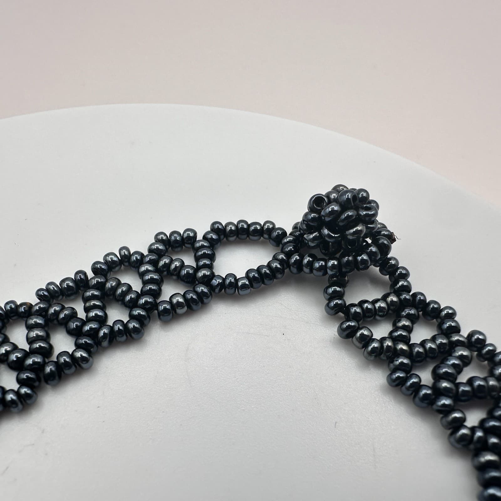 Vintage Y2K Black Beaded Bracelet Minimalist Women's Classic Fashion Jewelry - Thumbnail 6
