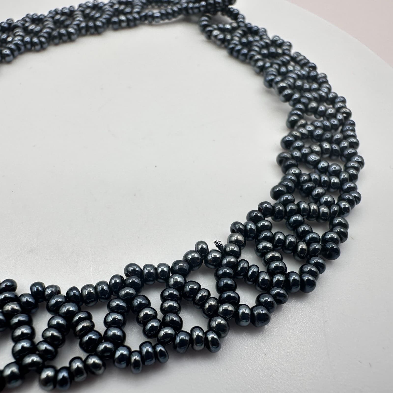 Vintage Y2K Black Beaded Bracelet Minimalist Women's Classic Fashion Jewelry - Thumbnail 4