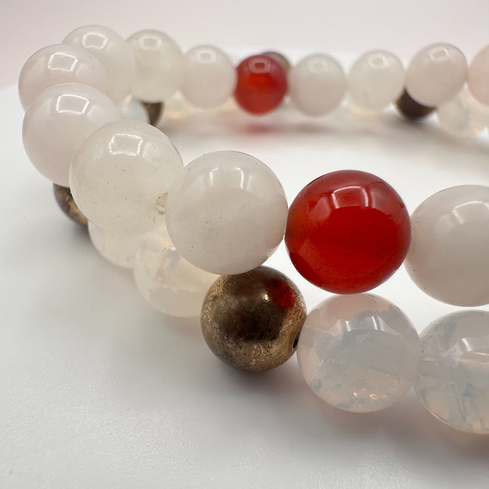 Vintage 90s Glass Beaded Stretch Bracelets Set Boho Classic Fashion Jewelry - Thumbnail 4