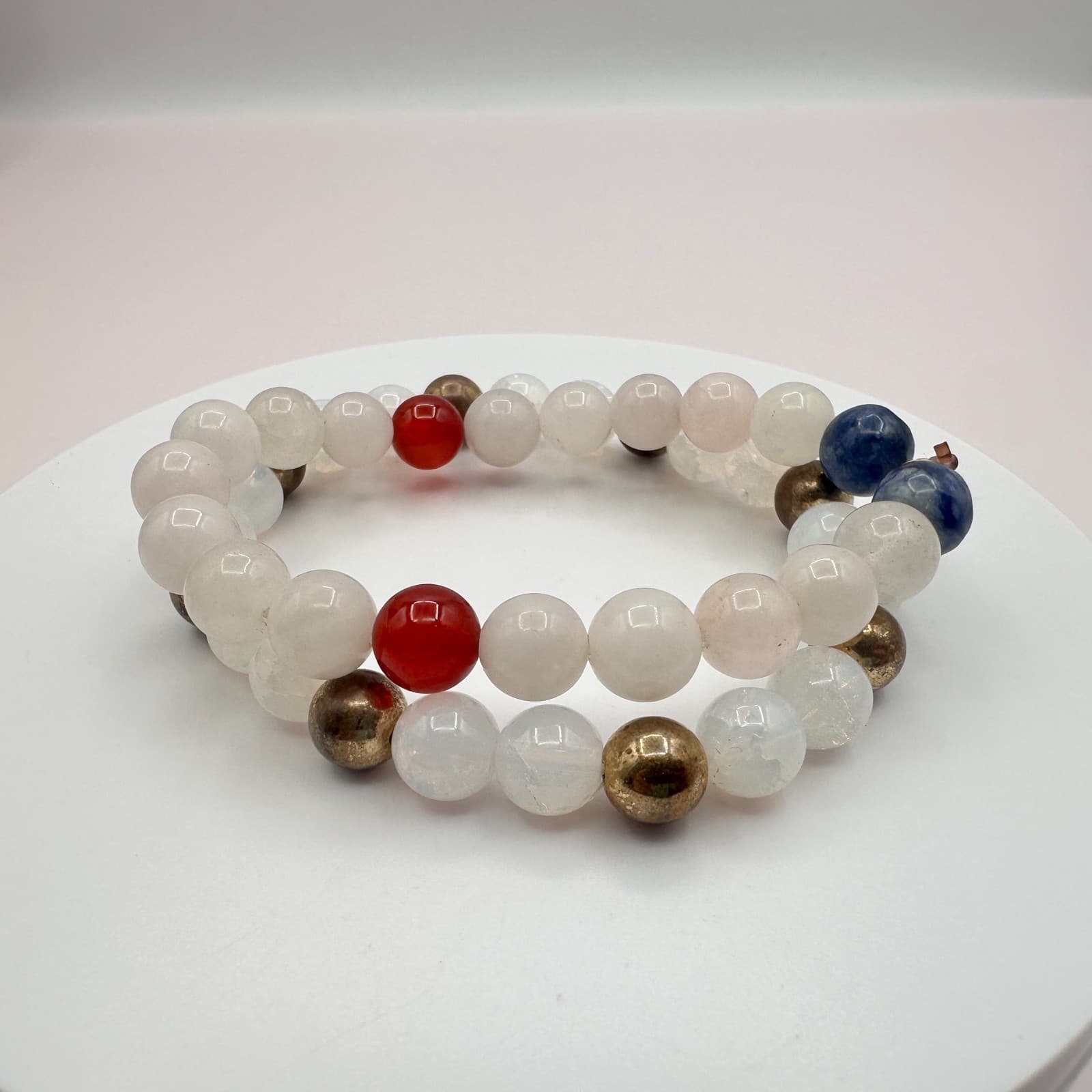 Vintage 90s Glass Beaded Stretch Bracelets Set Boho Classic Fashion Jewelry - Thumbnail 5