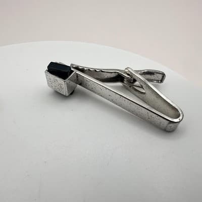 Vintage 80s Men's Tie Bar Clips Set Gold & Silver Tone Glass Stone Retro Jewelry - Thumbnail 7