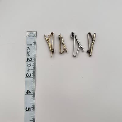 Vintage 80s Men's Tie Bar Clips Set Gold & Silver Tone Glass Stone Retro Jewelry - Thumbnail 9