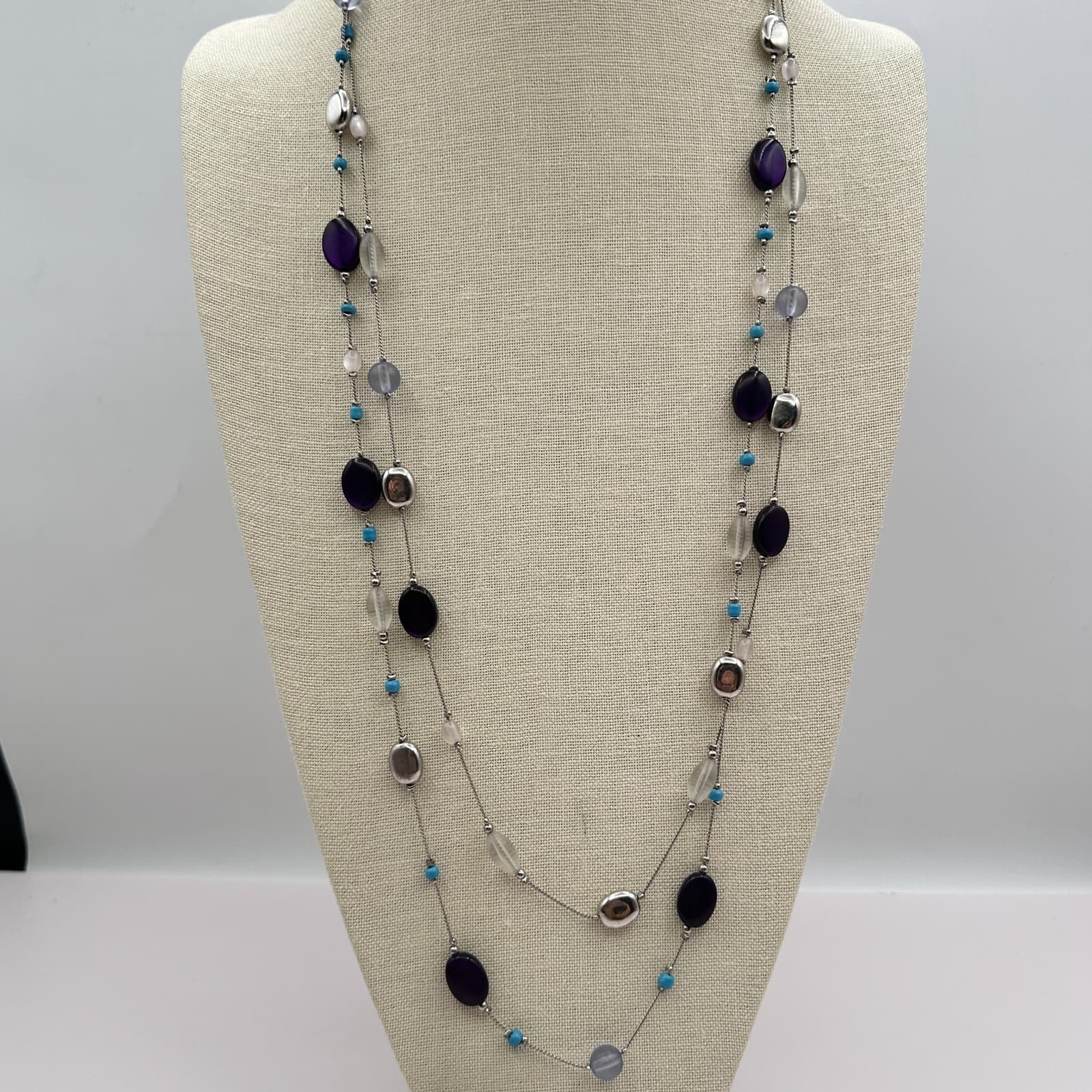 Vintage 90s Y2K Double Strand Beaded Necklace Women's Classic Fashion Jewelry - Thumbnail 5