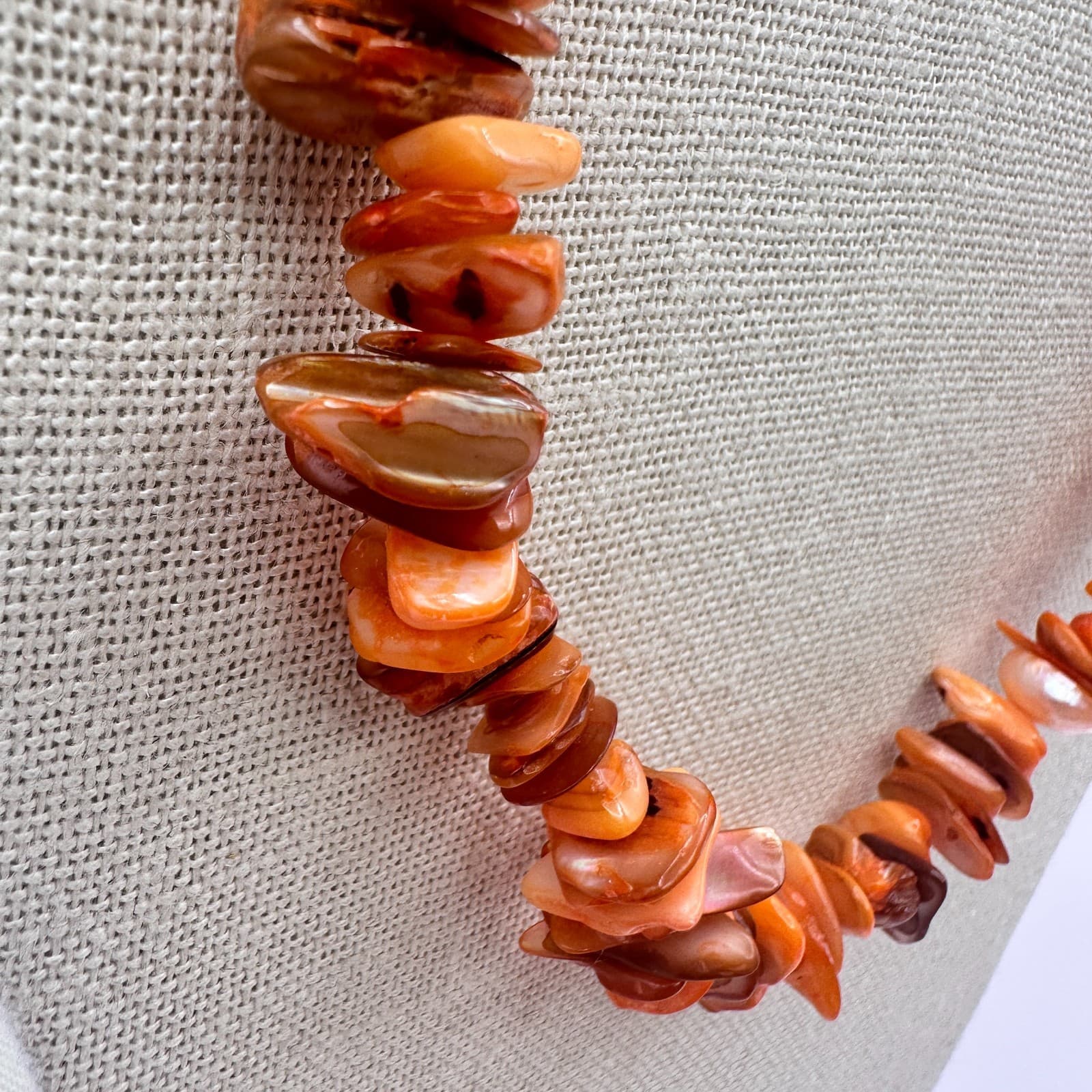 Vintage Y2K Orange Chip Beaded Necklace Boho Statement Women's Classic Jewelry - Thumbnail 5