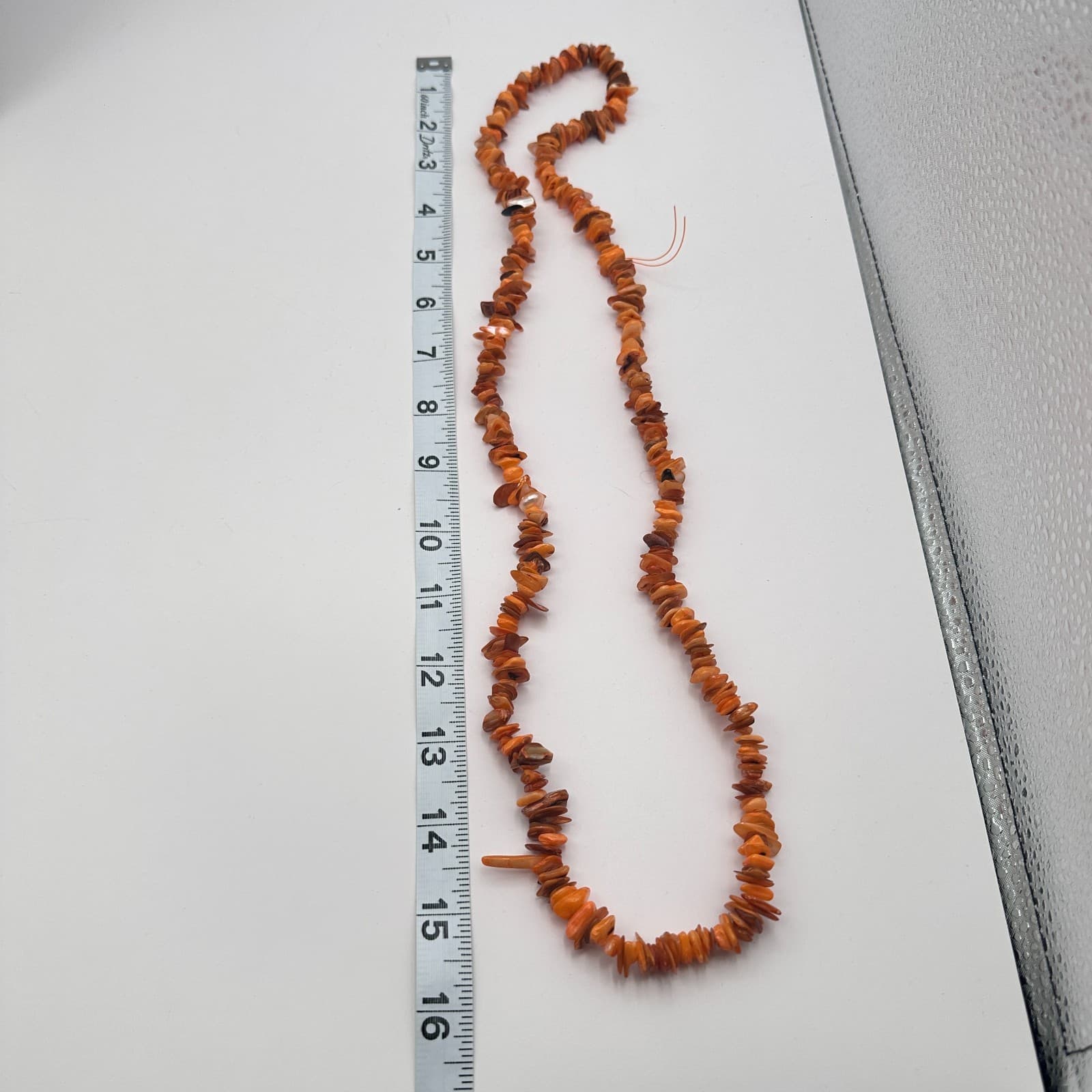 Vintage Y2K Orange Chip Beaded Necklace Boho Statement Women's Classic Jewelry - Thumbnail 7