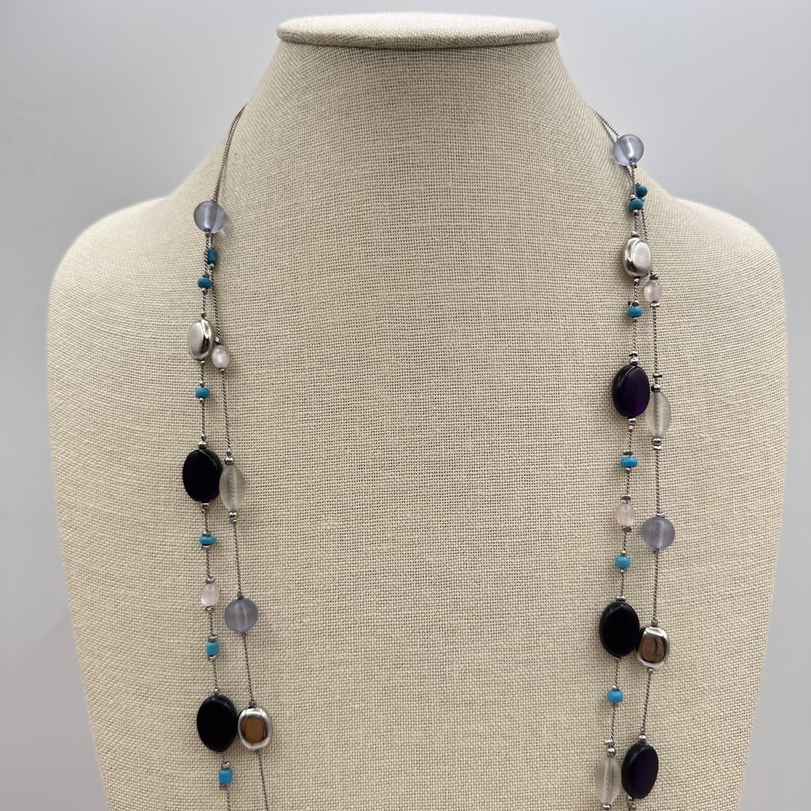 Vintage 90s Y2K Double Strand Beaded Necklace Women's Classic Fashion Jewelry - Thumbnail 3