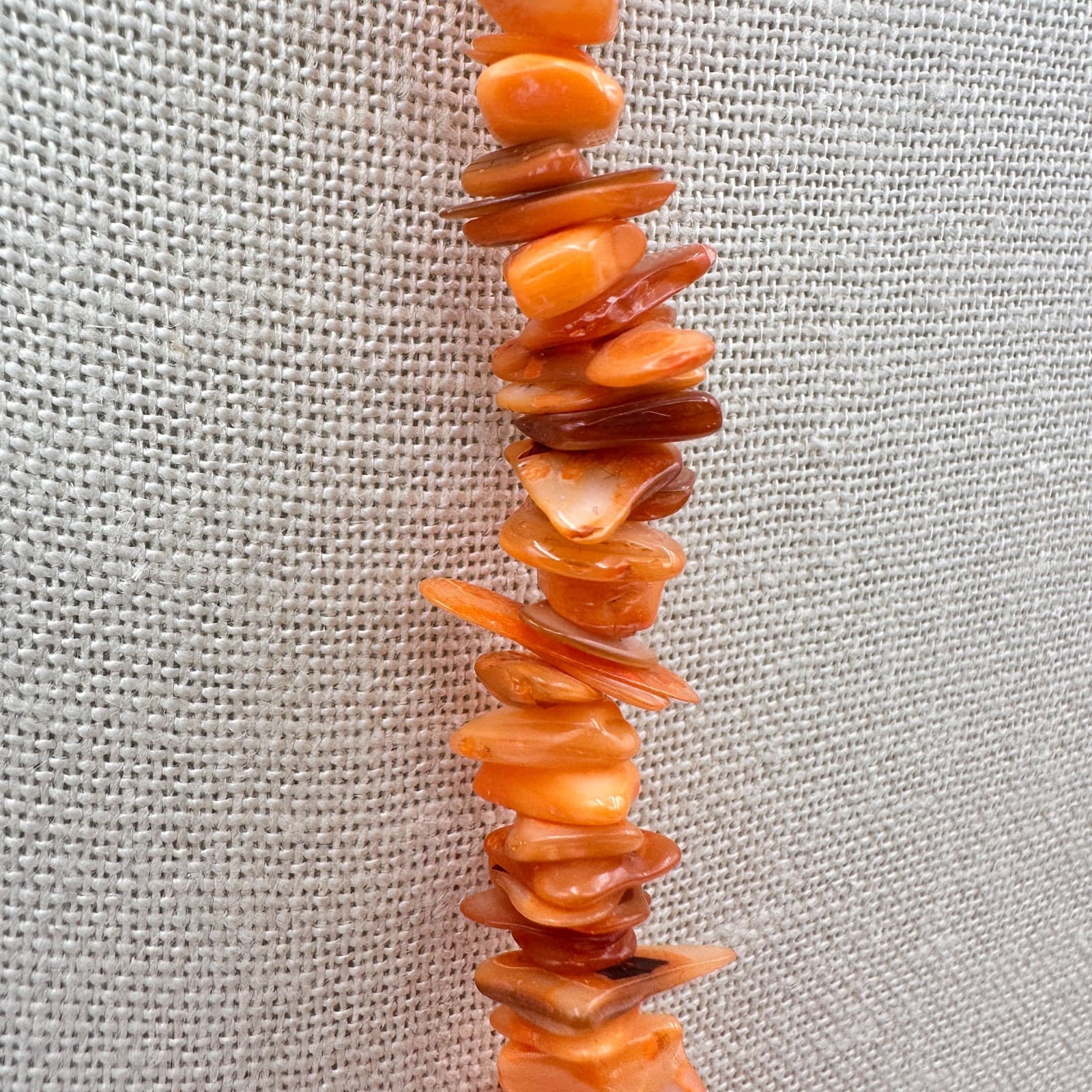 Vintage Y2K Orange Chip Beaded Necklace Boho Statement Women's Classic Jewelry - Thumbnail 4