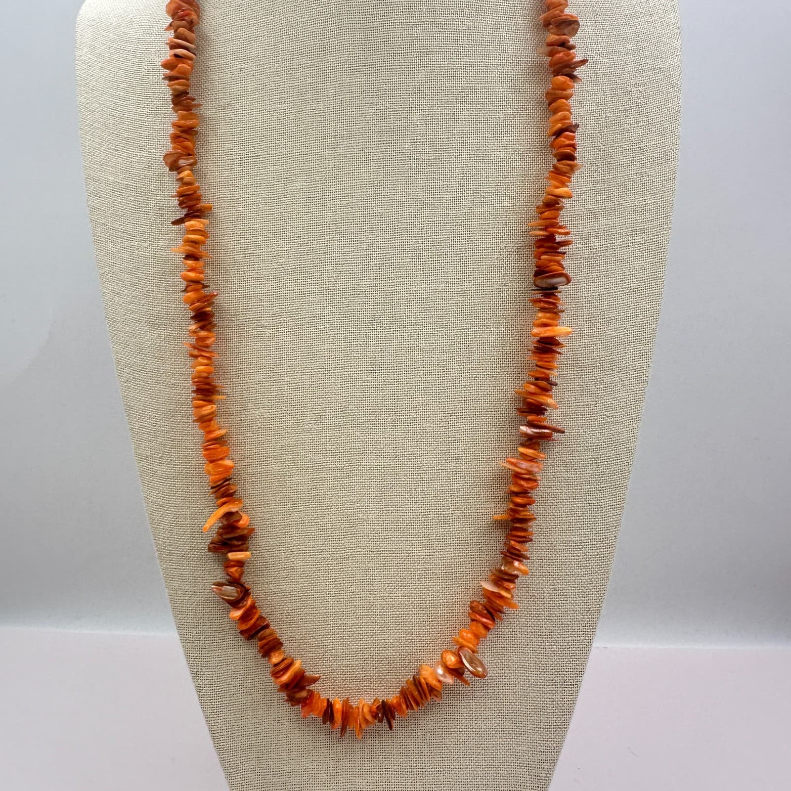 Vintage Y2K Orange Chip Beaded Necklace Boho Statement Women's Classic Jewelry - Thumbnail 6