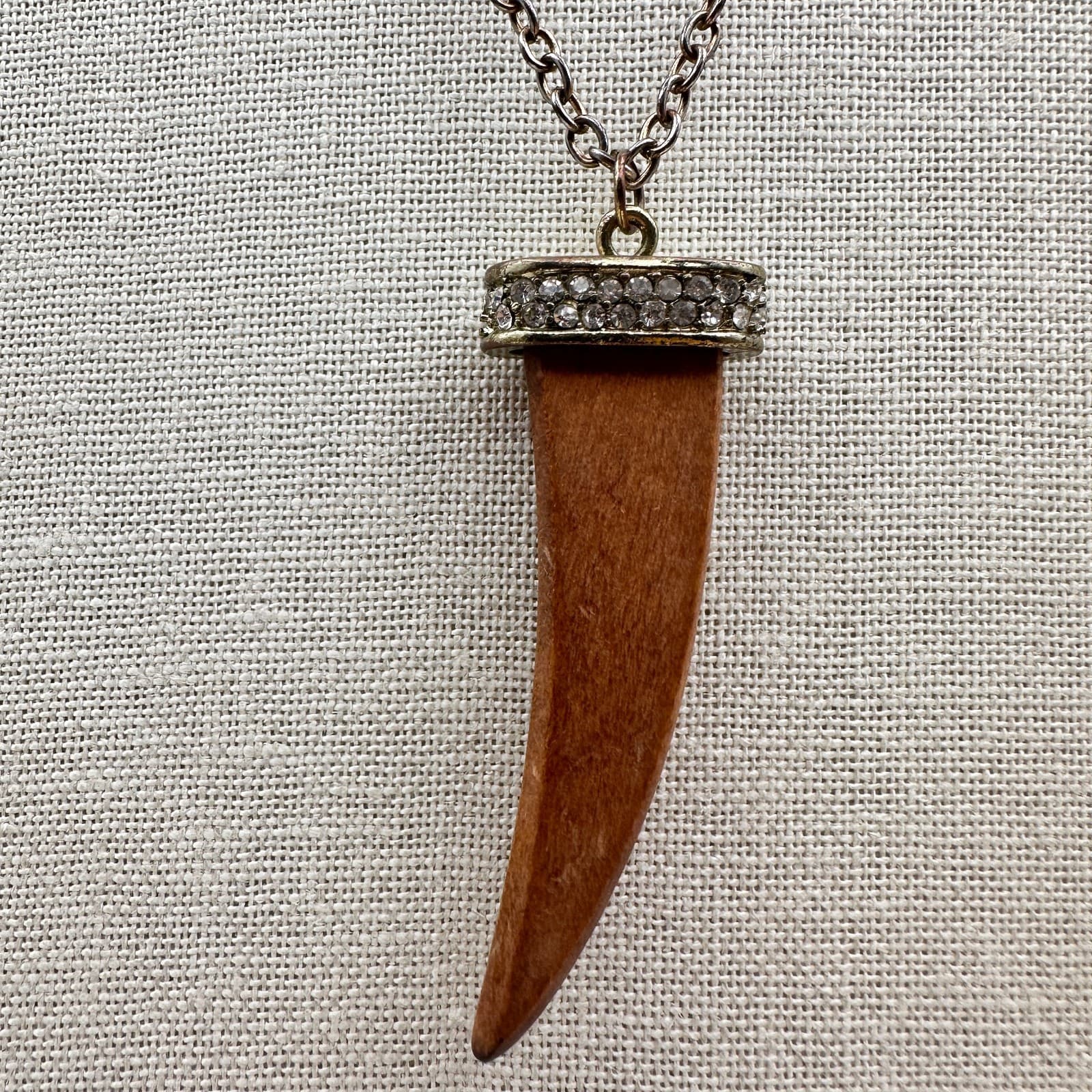 Vintage 90s Silver Tone Rhinestone Teeth Pendant Necklace Womens Classic Jewelry - Thumbnail 3