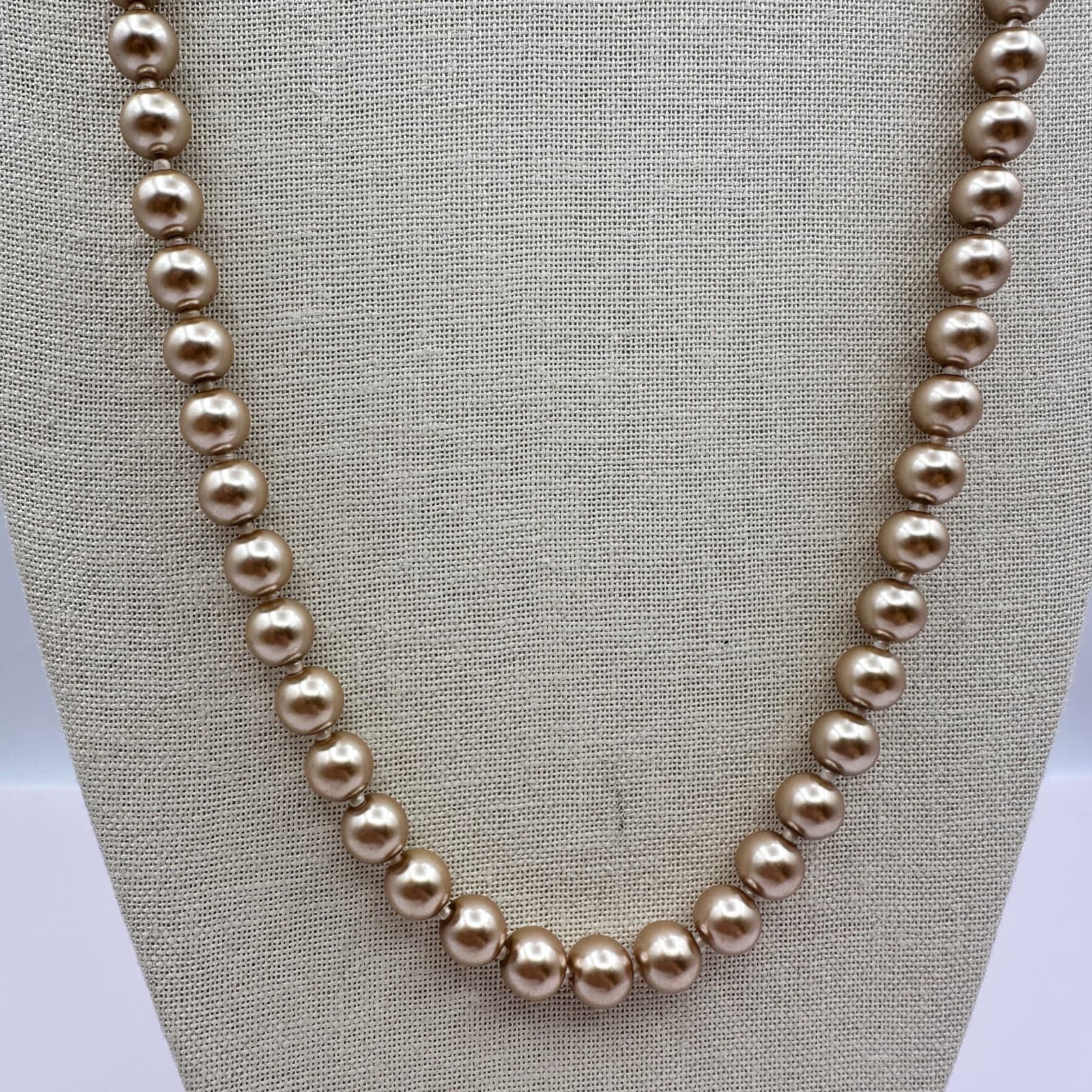 Vintage 90s Gold Tone Faux Pearl Beaded Necklace Women's Classic Fashion Jewelry - Thumbnail 7