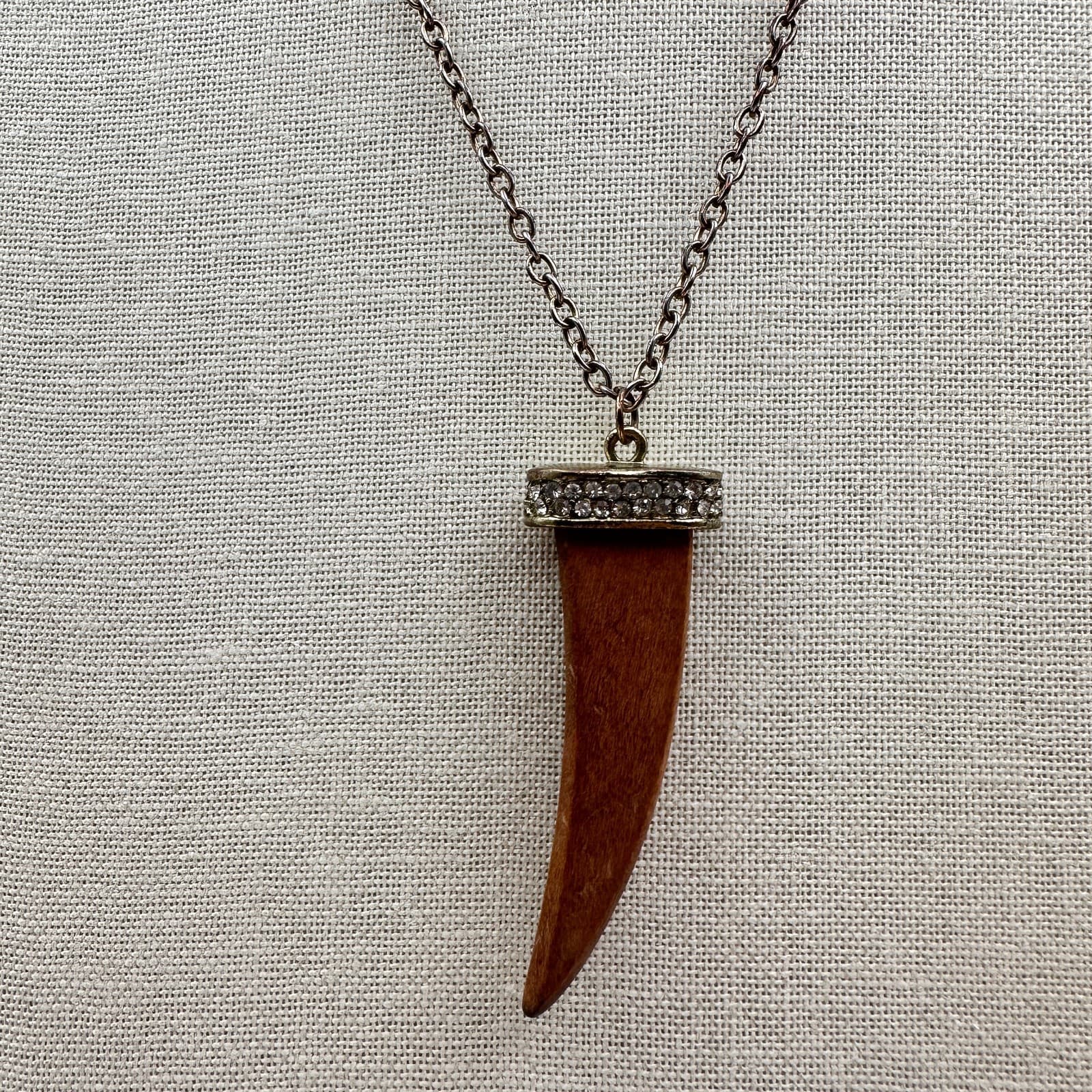 Vintage 90s Silver Tone Rhinestone Teeth Pendant Necklace Womens Classic Jewelry - Thumbnail 4