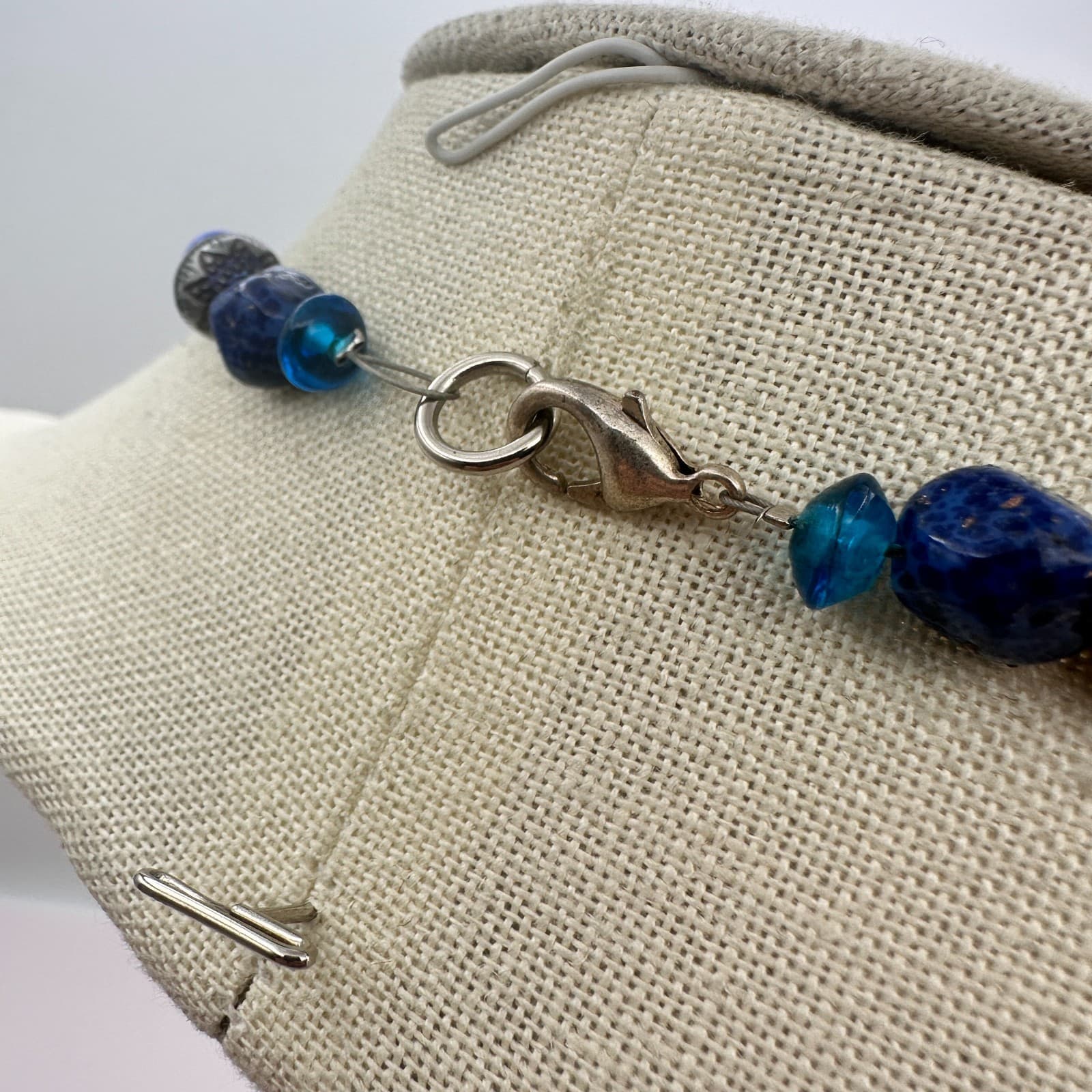 Vintage 90s Chunky Glass Beaded Necklace Boho Statement Women's Classic Jewelry - Thumbnail 8