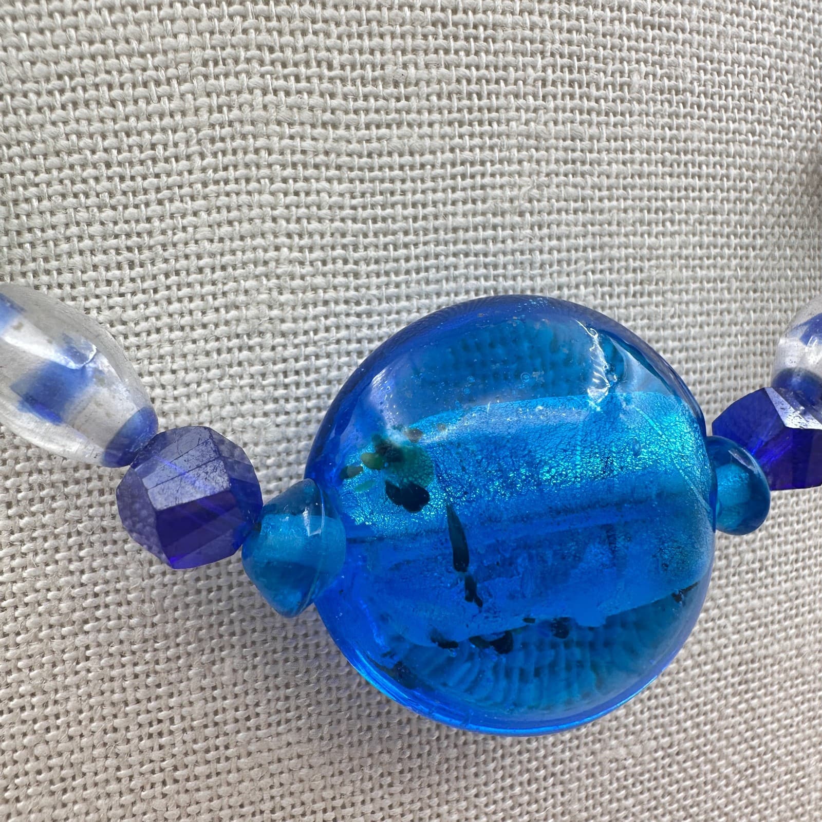 Vintage 90s Chunky Glass Beaded Necklace Boho Statement Women's Classic Jewelry - Thumbnail 7