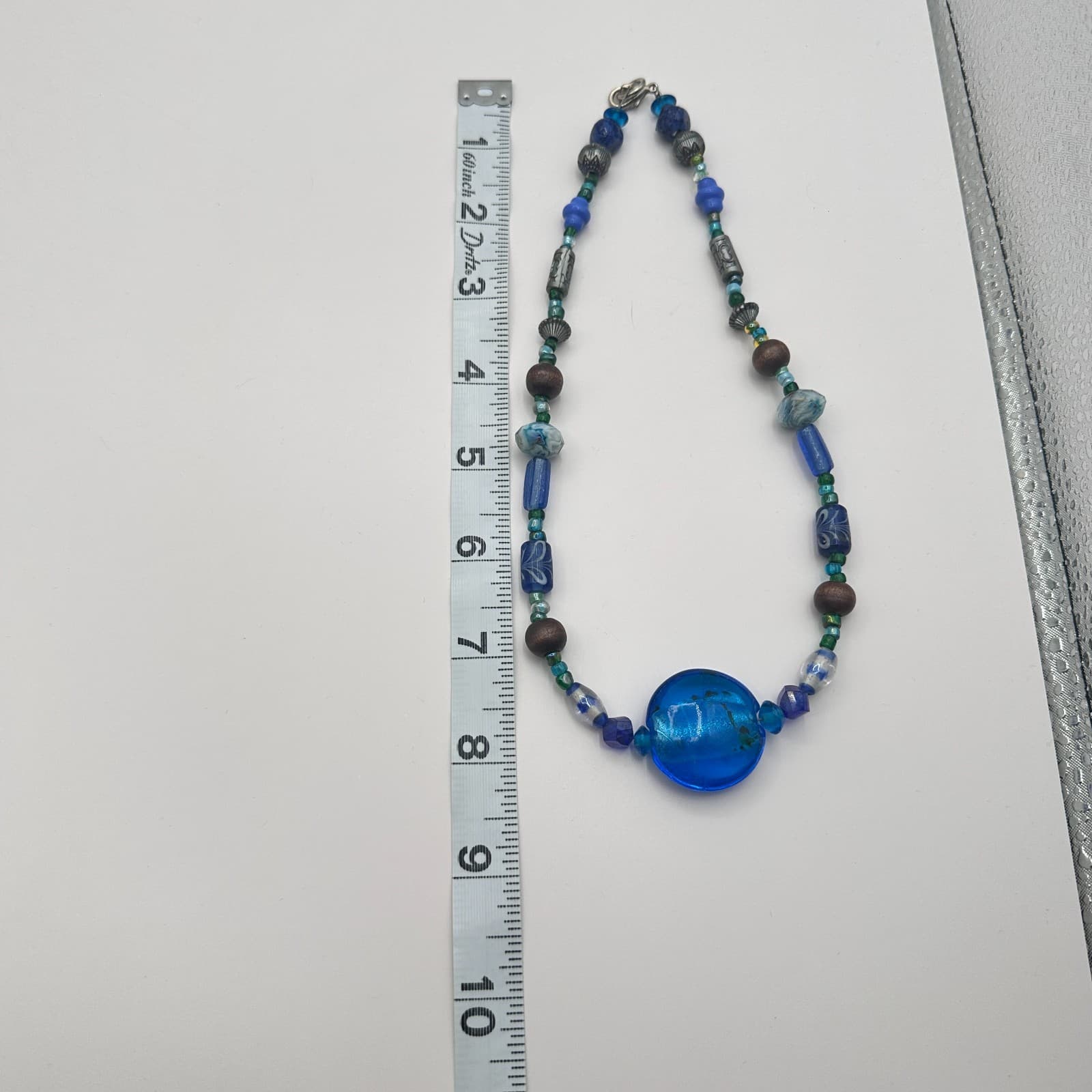 Vintage 90s Chunky Glass Beaded Necklace Boho Statement Women's Classic Jewelry - Thumbnail 9