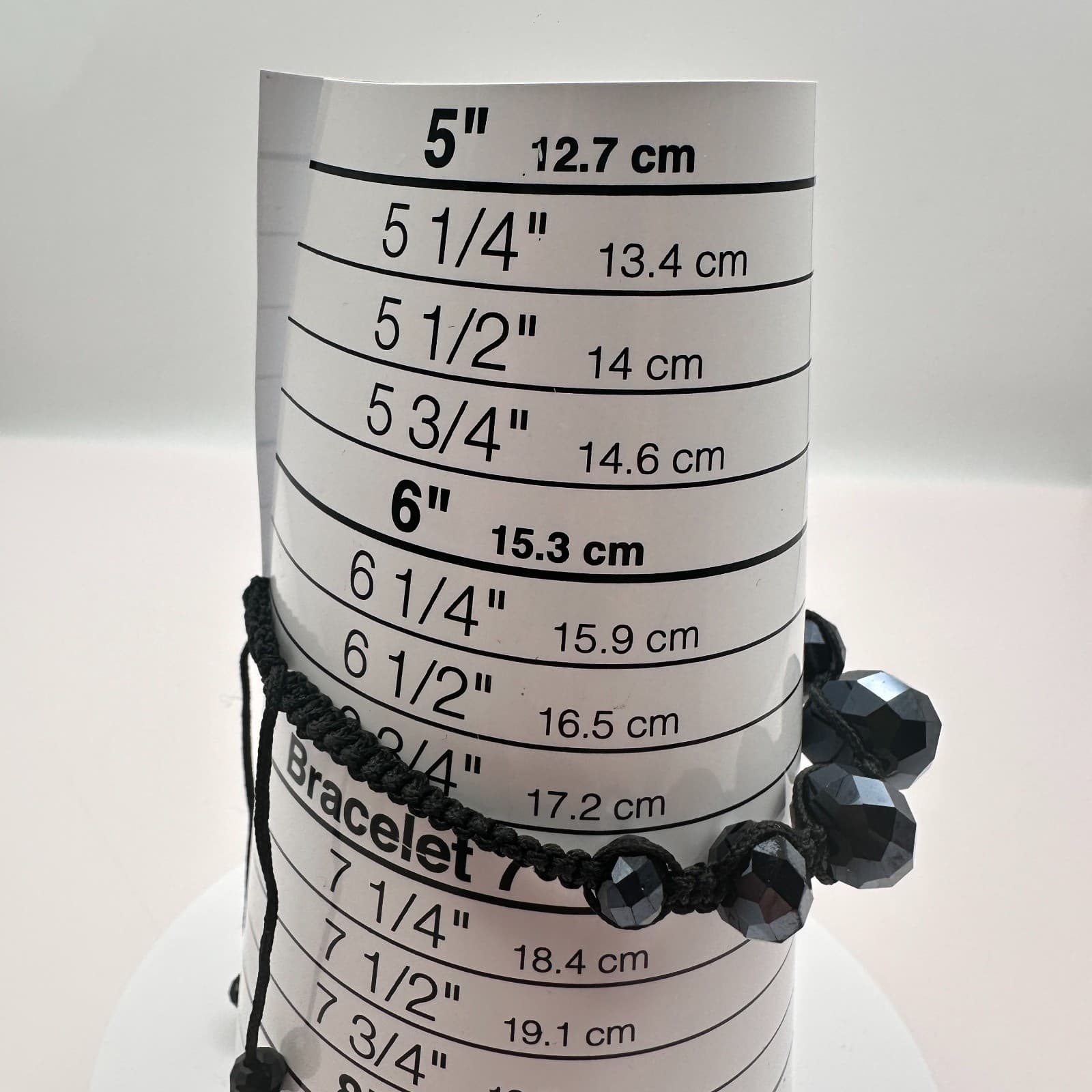 Vintage 90s Black Glass Beaded Macrame Bracelet Boho Classic Fashion Jewelry - Thumbnail 8