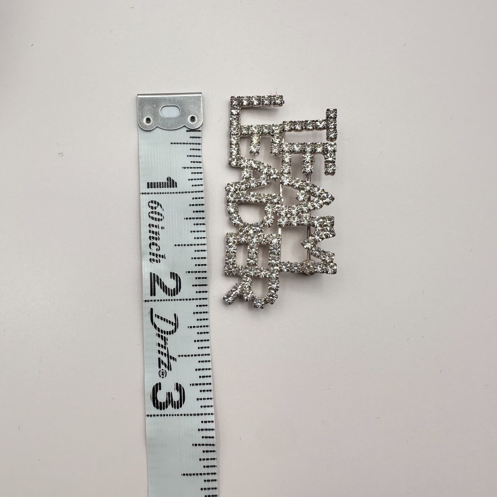 Vintage 80s Silver Tone Rhinestone Team Leader Word Figural Brooch Pin Jewelry - Thumbnail 7