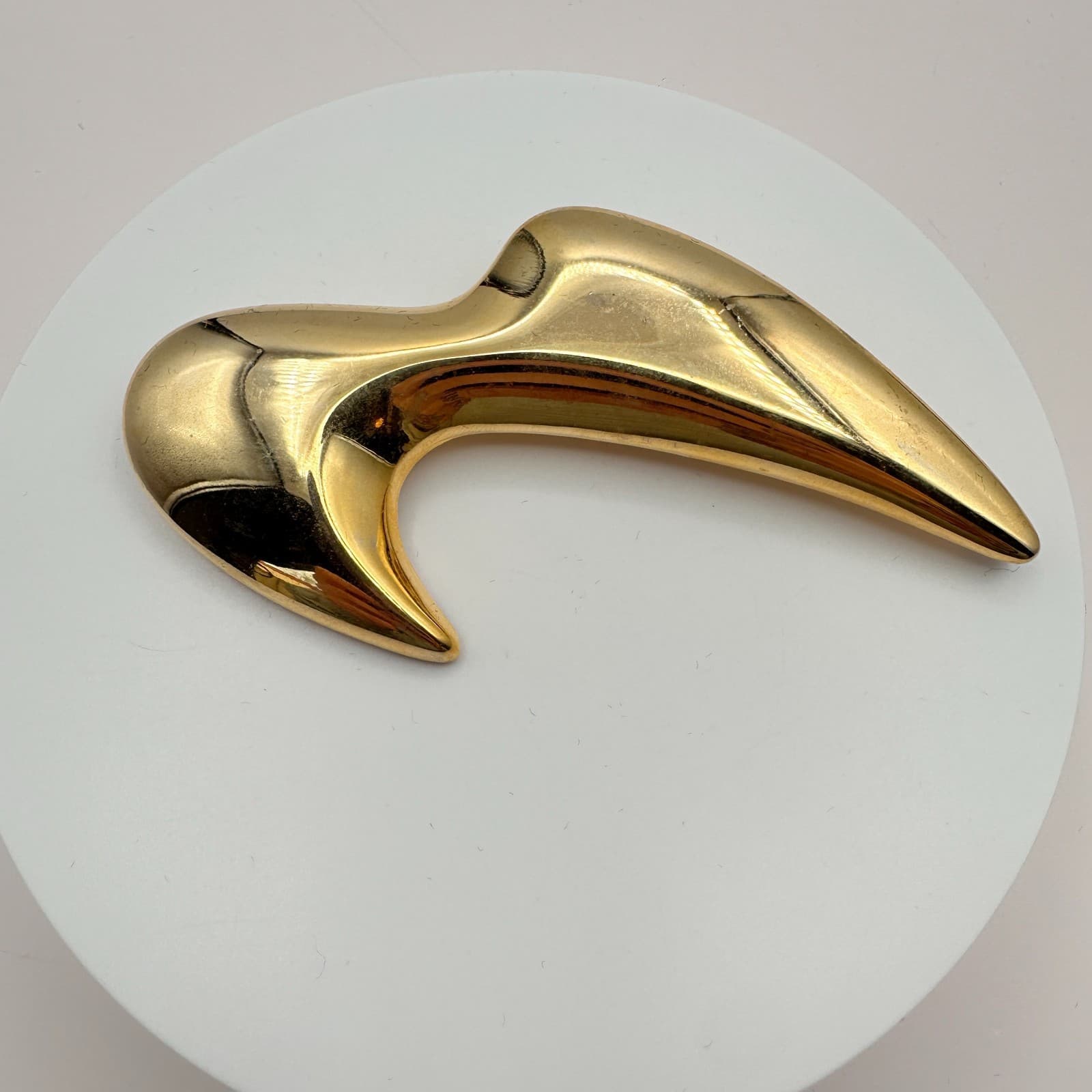 Vintage 90s Park lane Gold Tone Sculptural Biomorphic Brooch Pin Retro Jewelry - Thumbnail 3