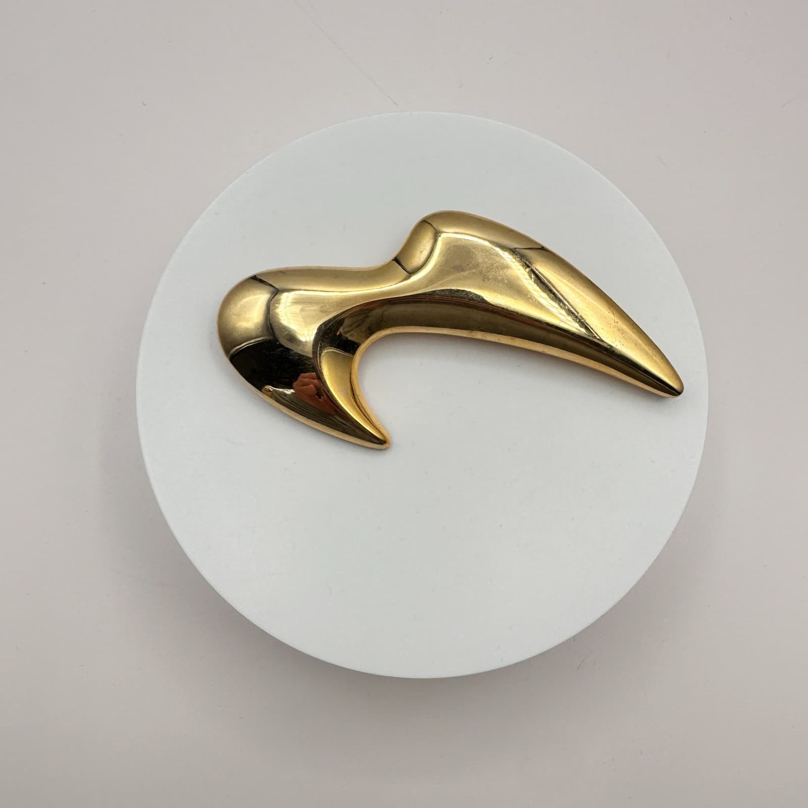 Vintage 90s Park lane Gold Tone Sculptural Biomorphic Brooch Pin Retro Jewelry - Thumbnail 2