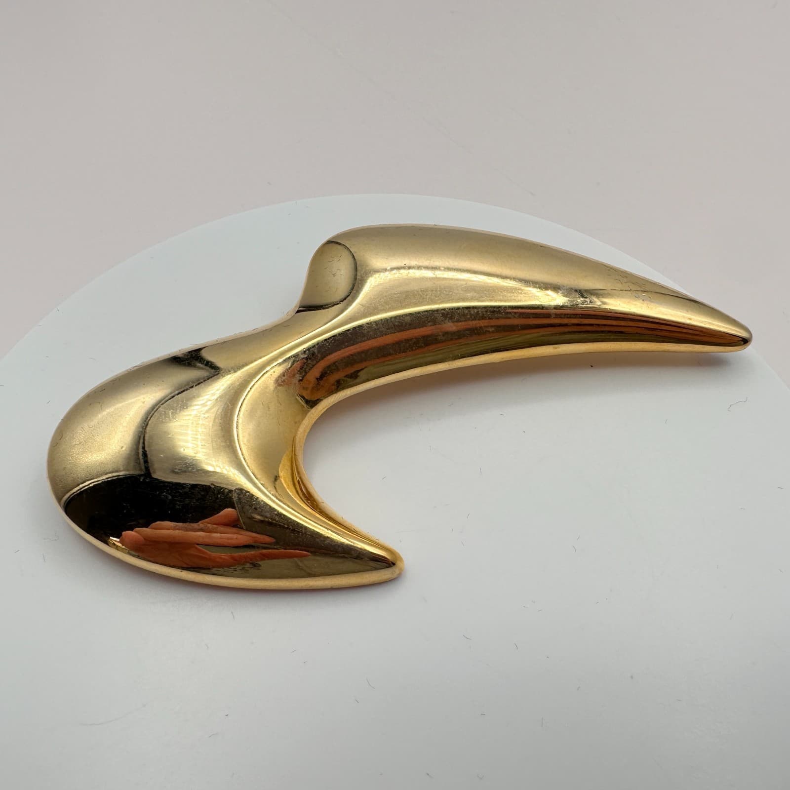 Vintage 90s Park lane Gold Tone Sculptural Biomorphic Brooch Pin Retro Jewelry - Thumbnail 4
