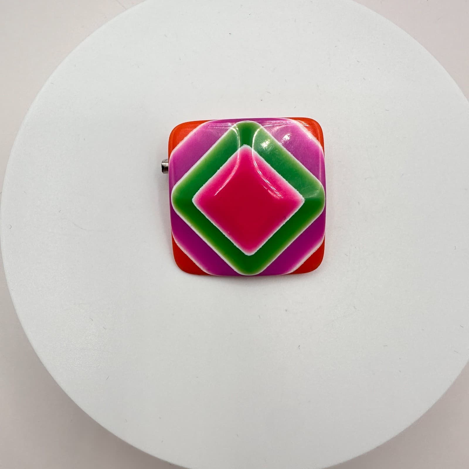 Vintage 90s Geometric Square Brooch Pin Retro Women's Classic Fashion Jewelry - Thumbnail 3