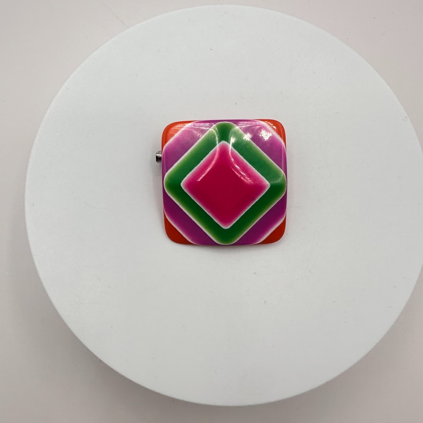 Vintage 90s Geometric Square Brooch Pin Retro Women's Classic Fashion Jewelry - Thumbnail 2