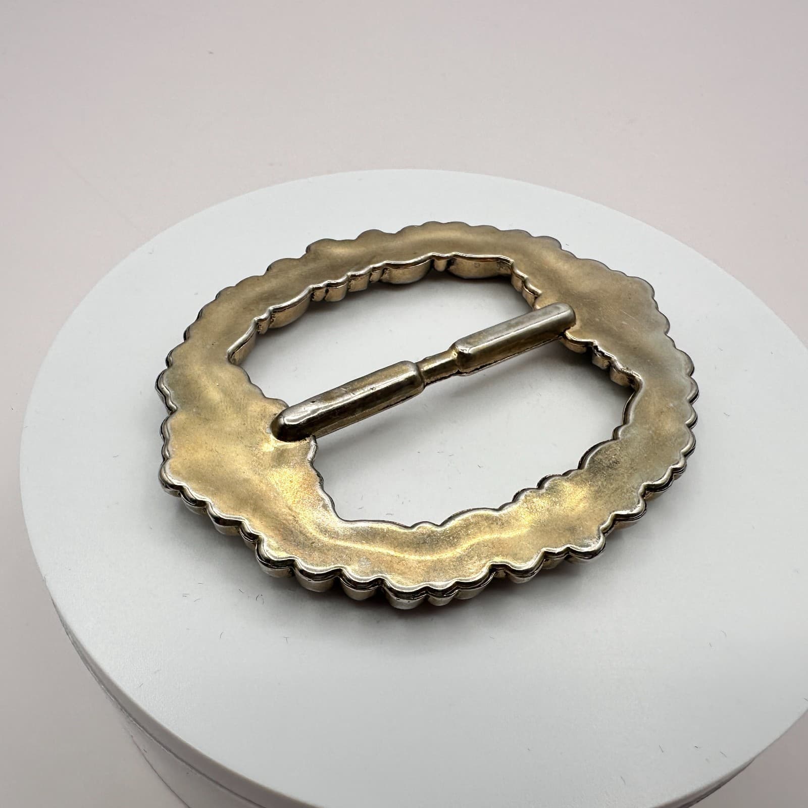 Vintage 90s Silver Tone Ornate Floral Oval Slide Buckle Women's Classic Jewelry - Thumbnail 6