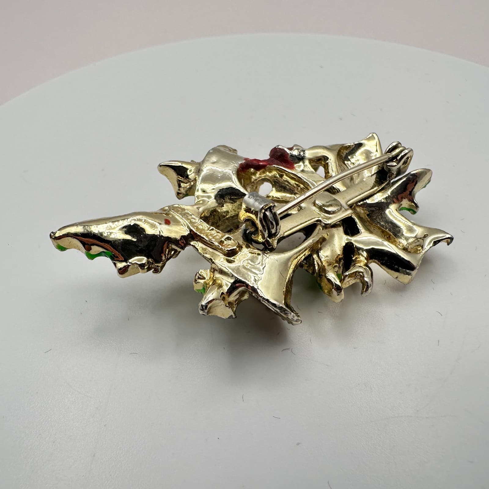Vintage 90s Christmas Bell Brooch Pin Gold Tone Enamel Classic Fashion Jewelry - Thumbnail 5