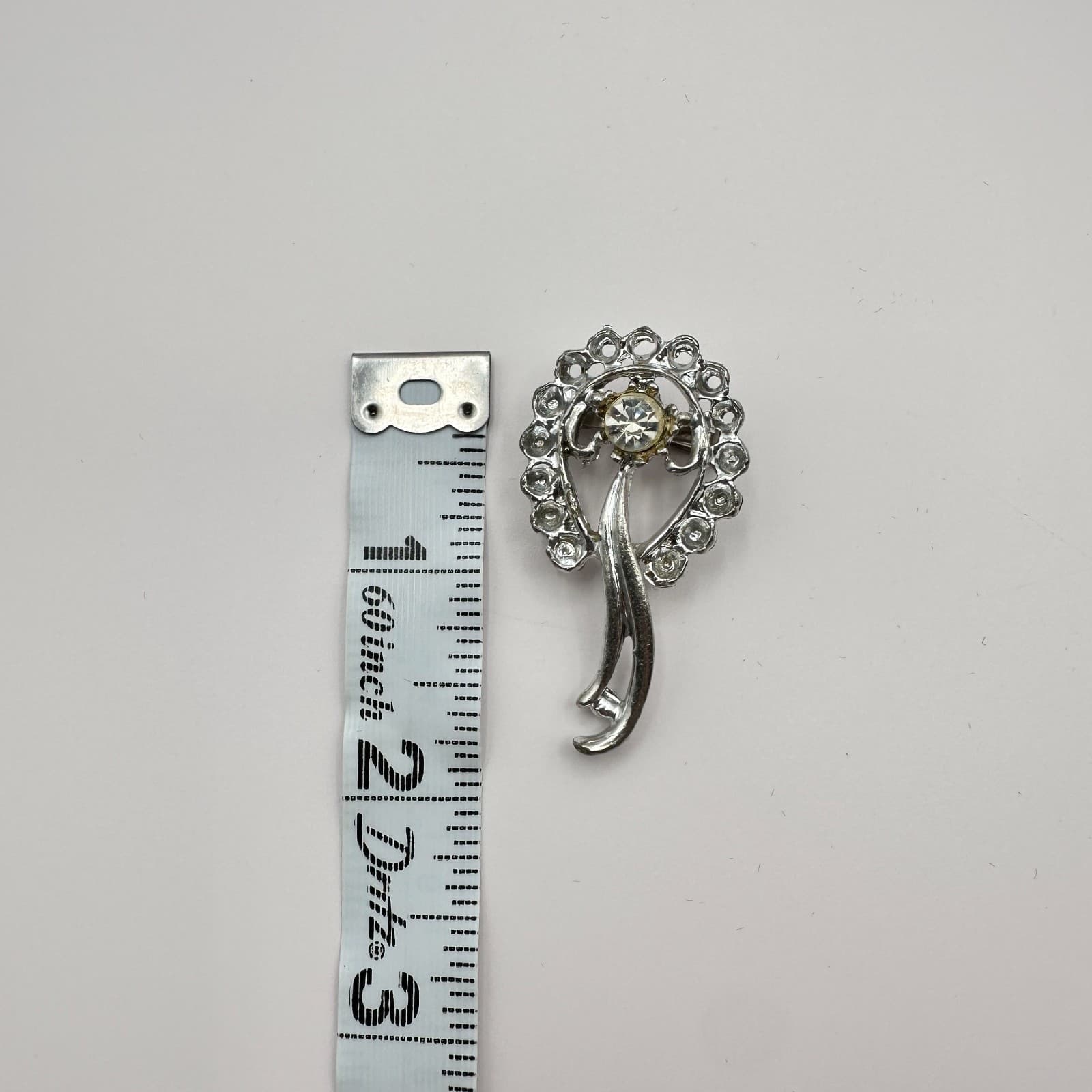 Vintage 80s Silver Tone Cascading Floral Bouquet Burst Rhinestone Brooch Jewelry - Thumbnail 6