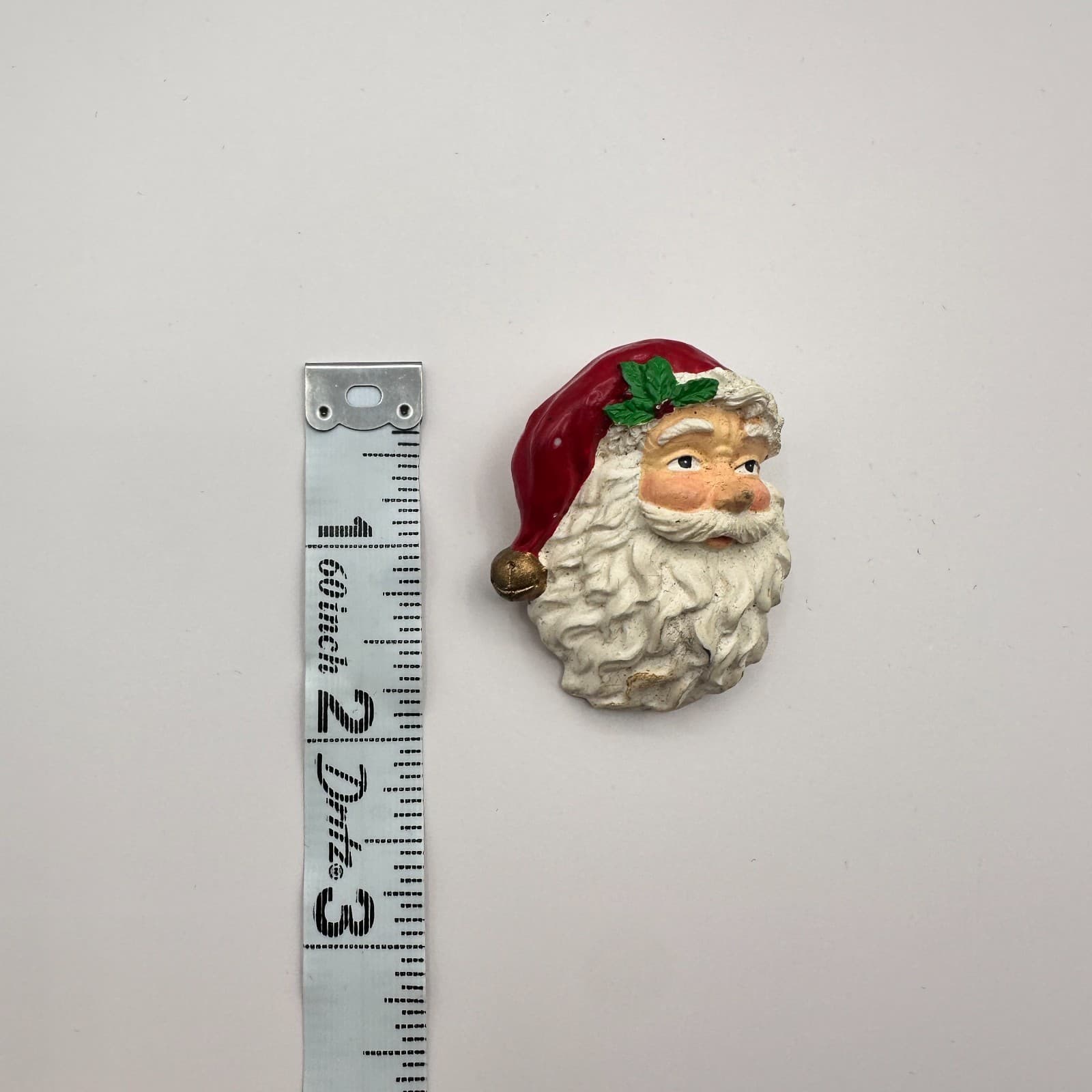 Vintage 80s Father Christmas Chalkware Holly Brooches Yuletide Lapel Pin Jewelry - Thumbnail 8