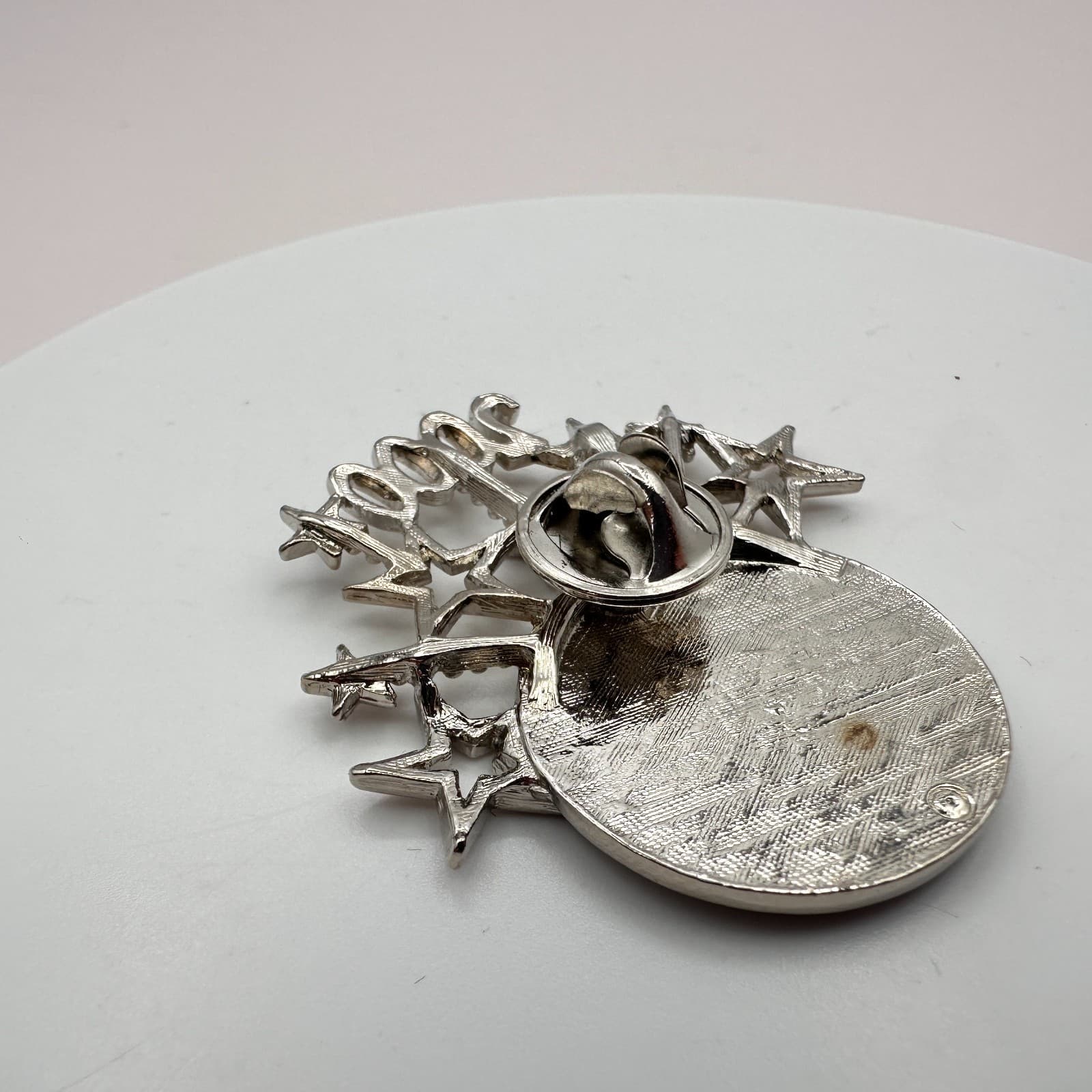 Vintage 90s 2000 Millennium Clock Pin Brooch Silver Tone Shooting Star Jewelry - Thumbnail 4