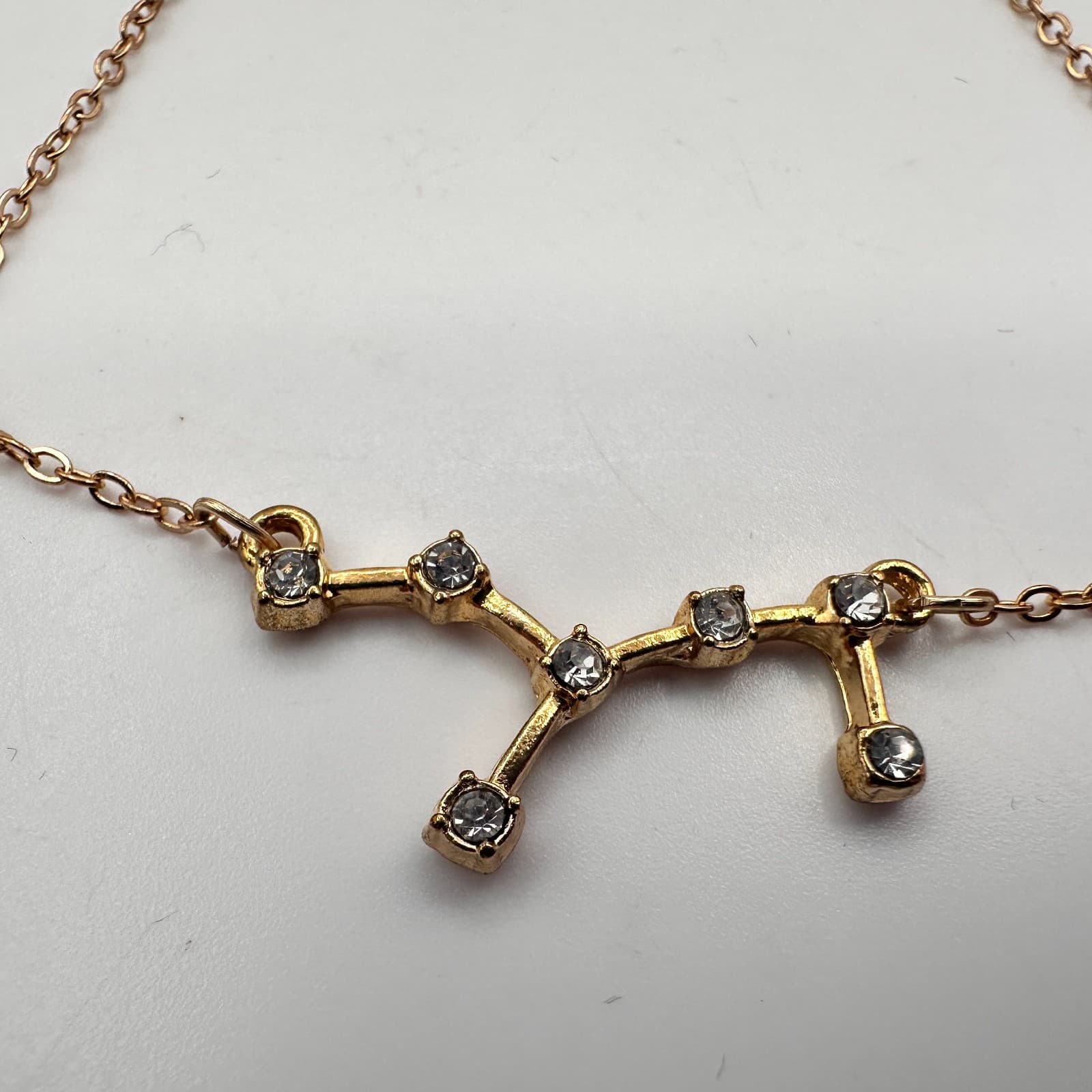 Vintage 90s Gold Tone Virgo Zodiac Constellation Bracelet Clear Glass Jewelry - Thumbnail 4