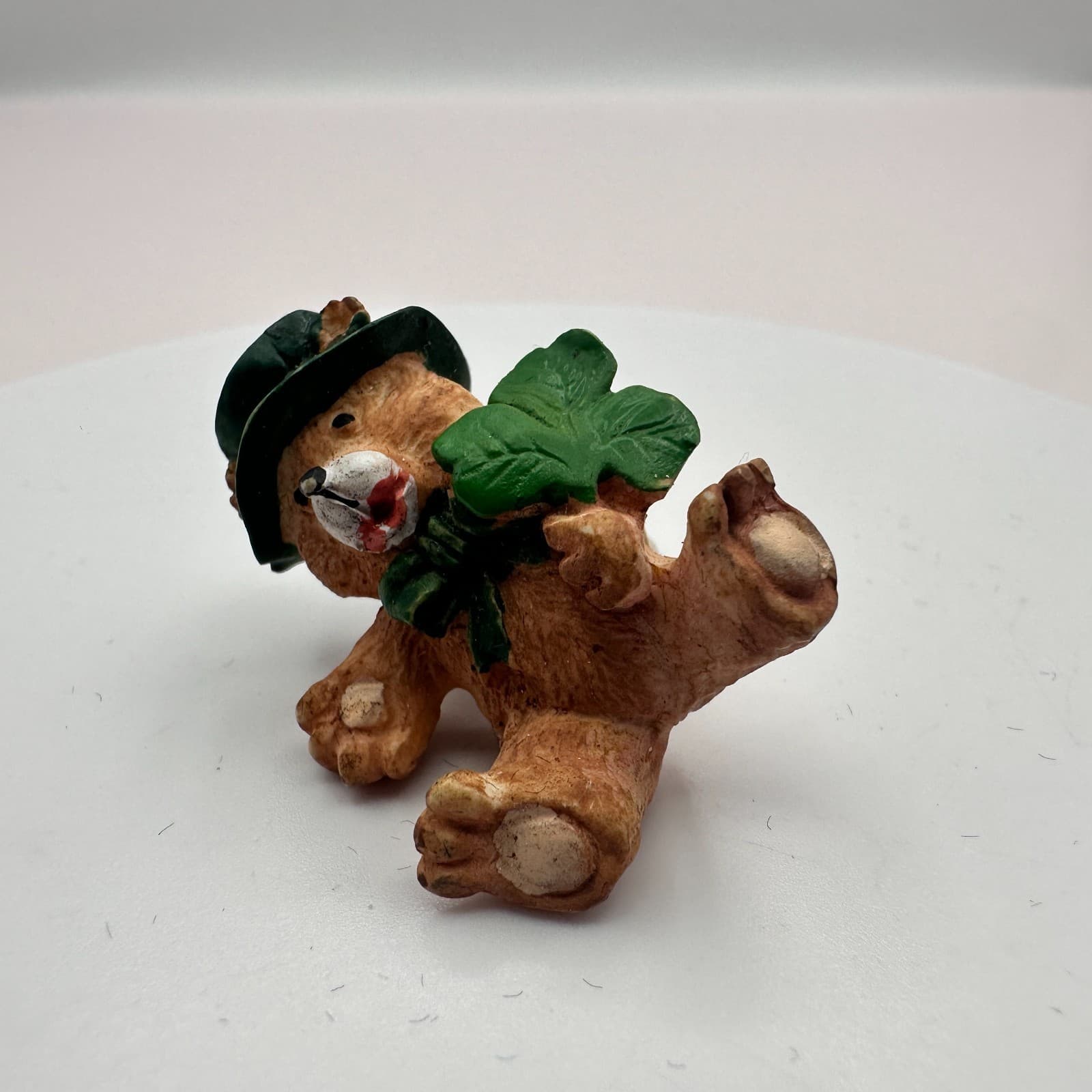 Vintage 90s St Patricks Day Teddy Bear Shamrock Green Hat Lapel Pin Jewelry - Thumbnail 4
