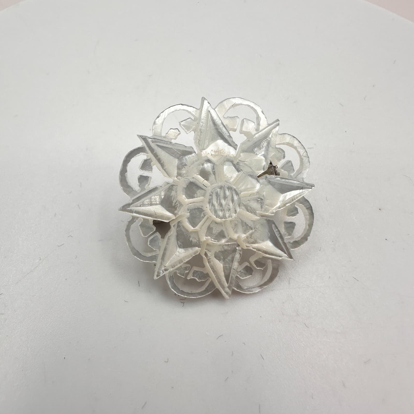 Vintage 90s Star of Bethlehem Mother of Pearl Shell Floral Brooch Pin Jewelry - Thumbnail 3