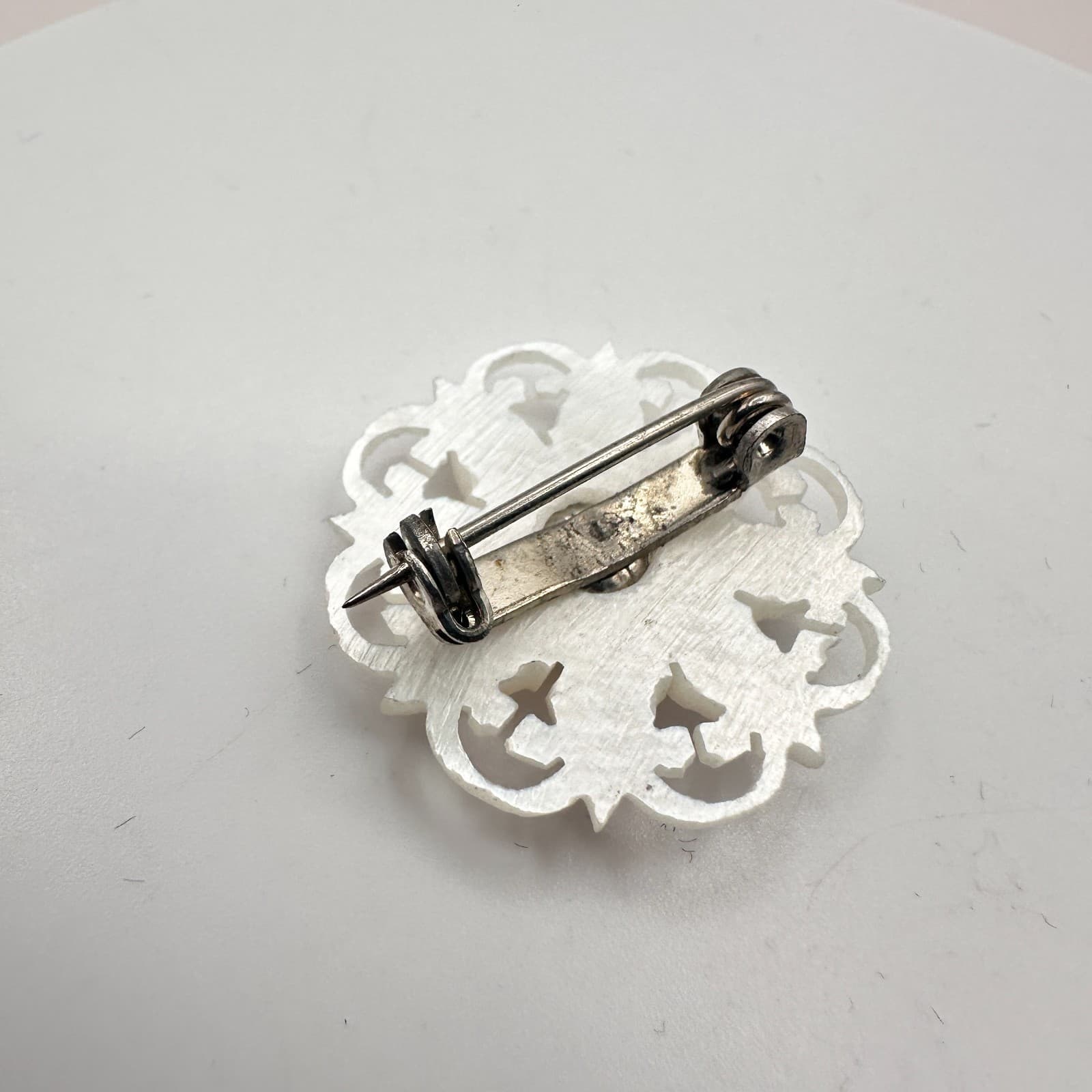 Vintage 90s Star of Bethlehem Mother of Pearl Shell Floral Brooch Pin Jewelry - Thumbnail 4