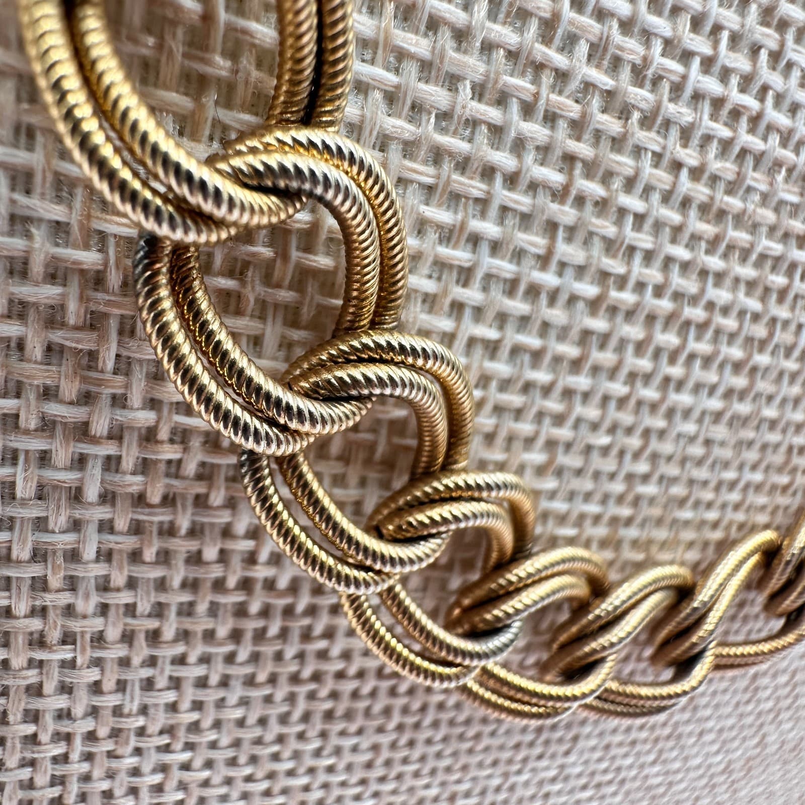 Vintage 80s Gold Tone Textured Double Link Chain Necklace Boho Fashion Jewelry - Thumbnail 5