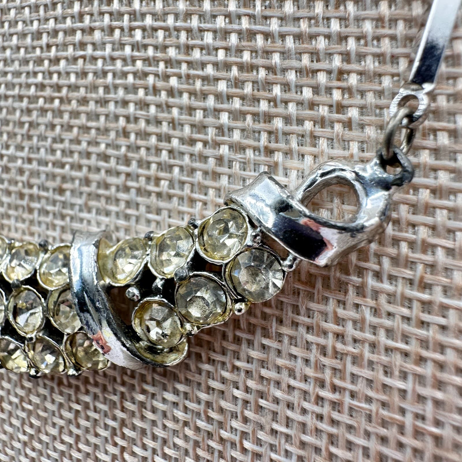 Vintage 80s Silver Tone Champagne Glass Collar Necklace Retro Fashion Jewelry - Thumbnail 7
