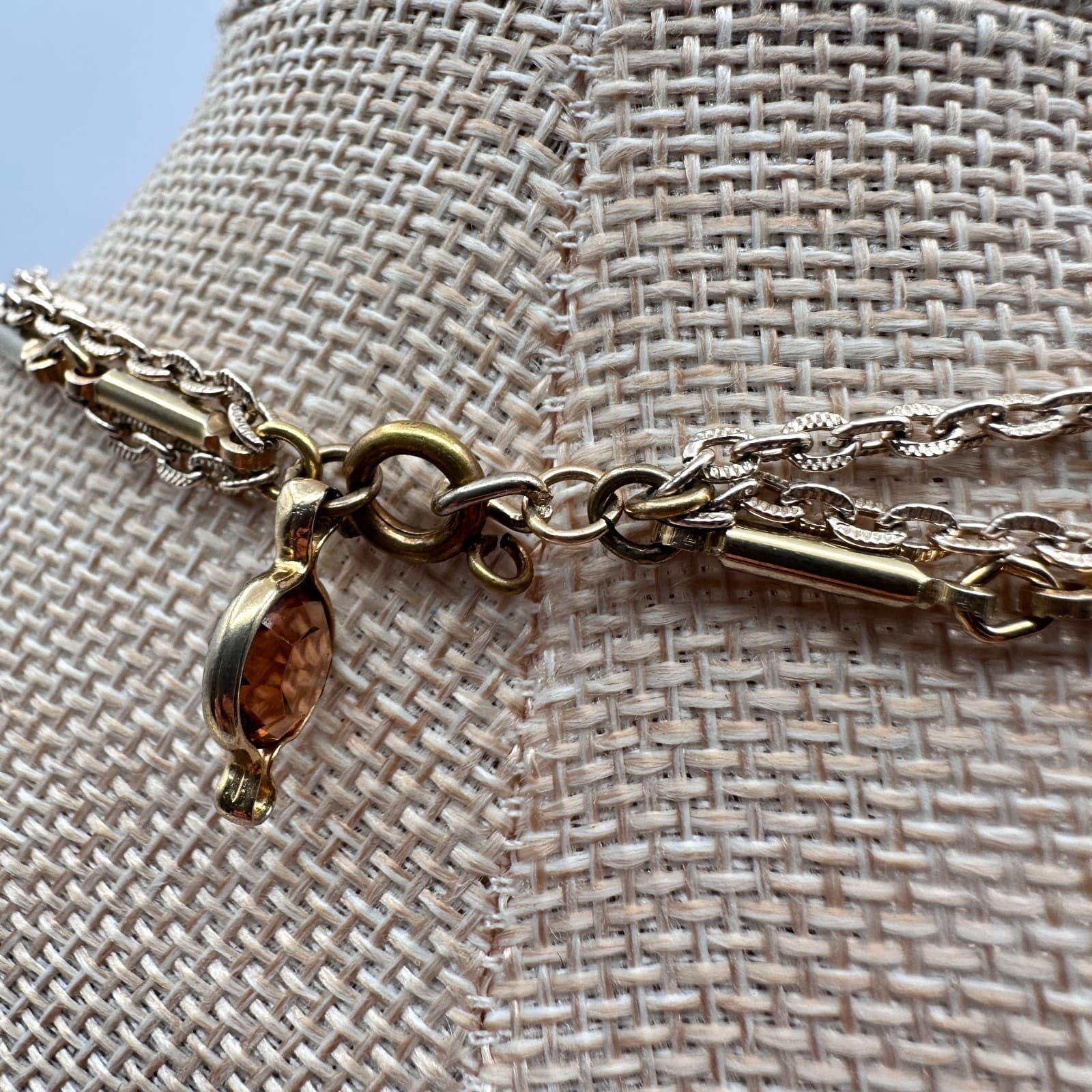 Vintage 80s Gold Tone Multi-Strand Necklace Brown Glass Boho Fashion Jewelry - Thumbnail 8