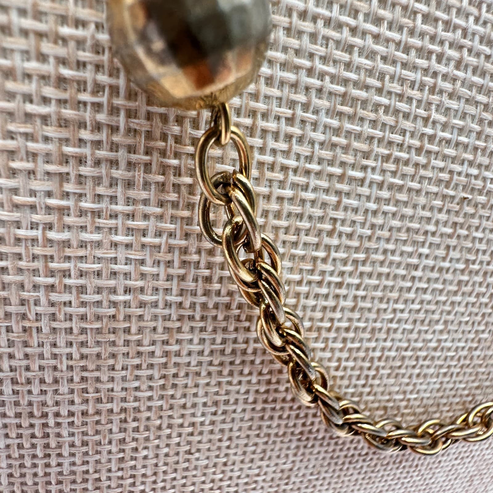 Vintage 80s Gold Tone Ball Bead Station Necklace Rope Chain Statement Jewelry - Thumbnail 5