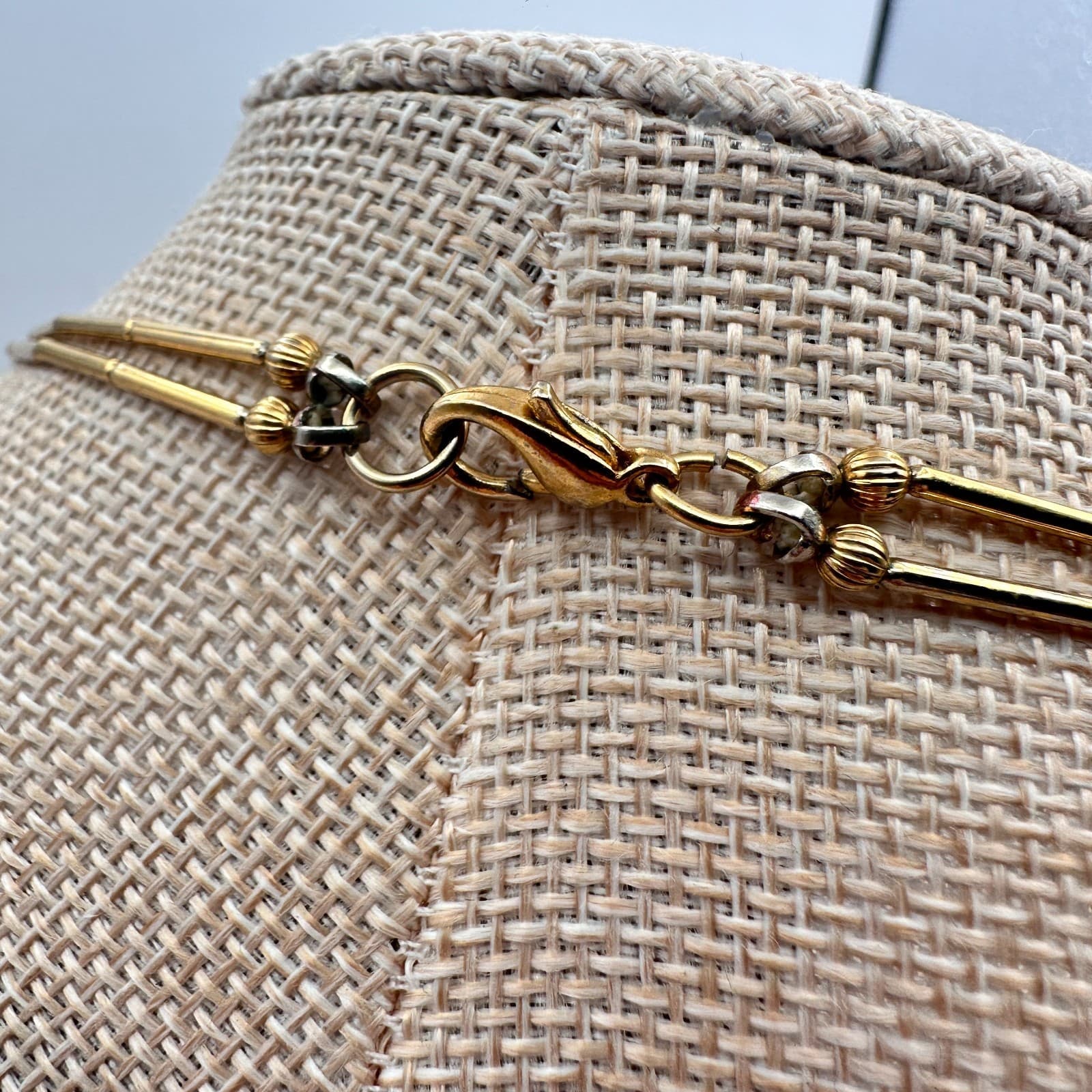 Vintage 90s Gold Tone Double Strand Beaded Necklace Boho Women's Classic Jewelry - Thumbnail 9