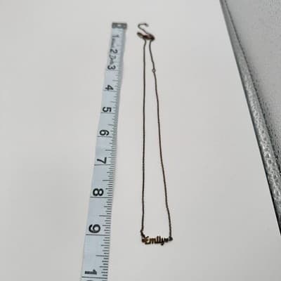 Vintage 90s Emily Nameplate Necklace Bronze Tone Script Font Pendant Jewelry - Thumbnail 7