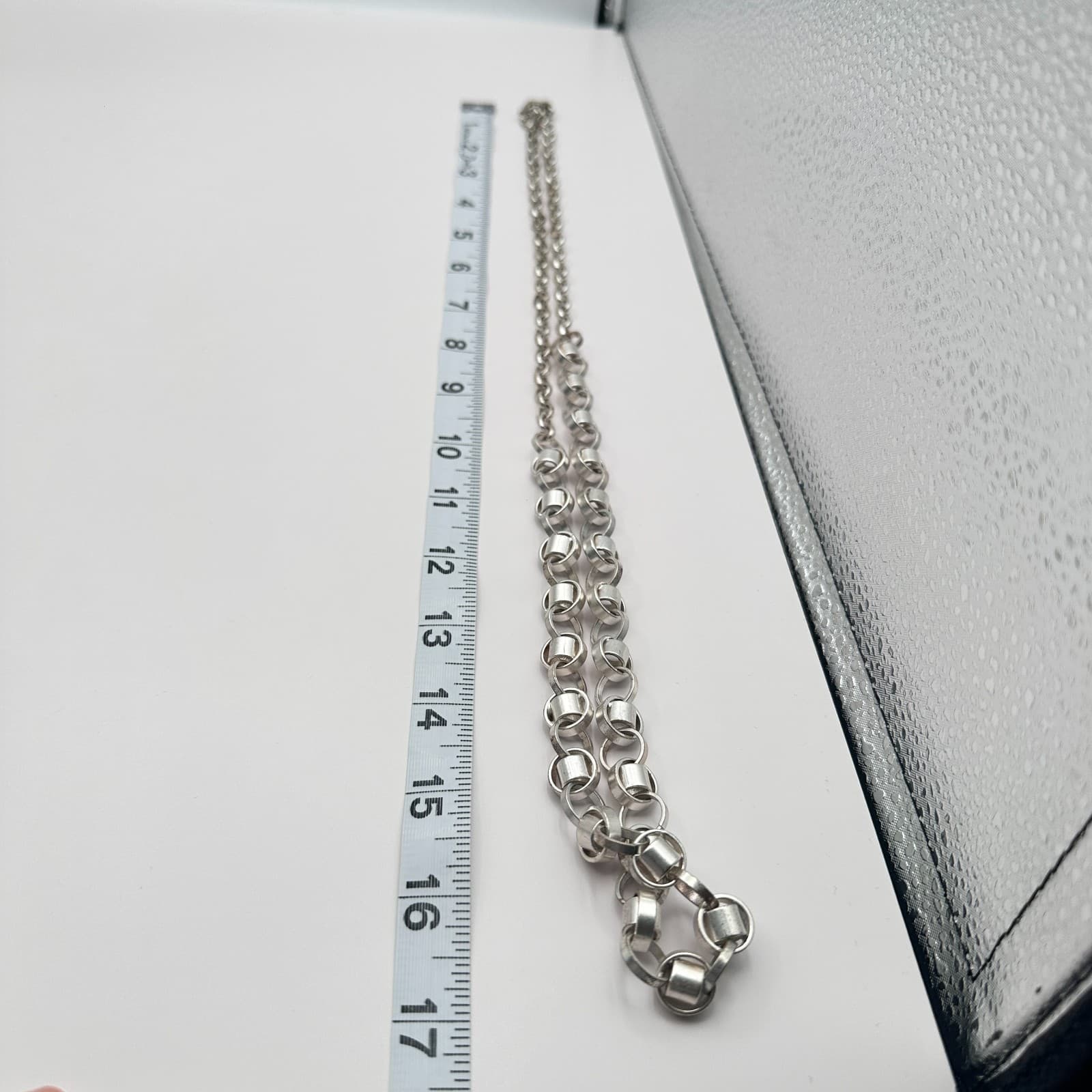 Vintage 90s Silver Tone Belcher Rolo Chain Necklace Statement Chunky Jewelry - Thumbnail 10