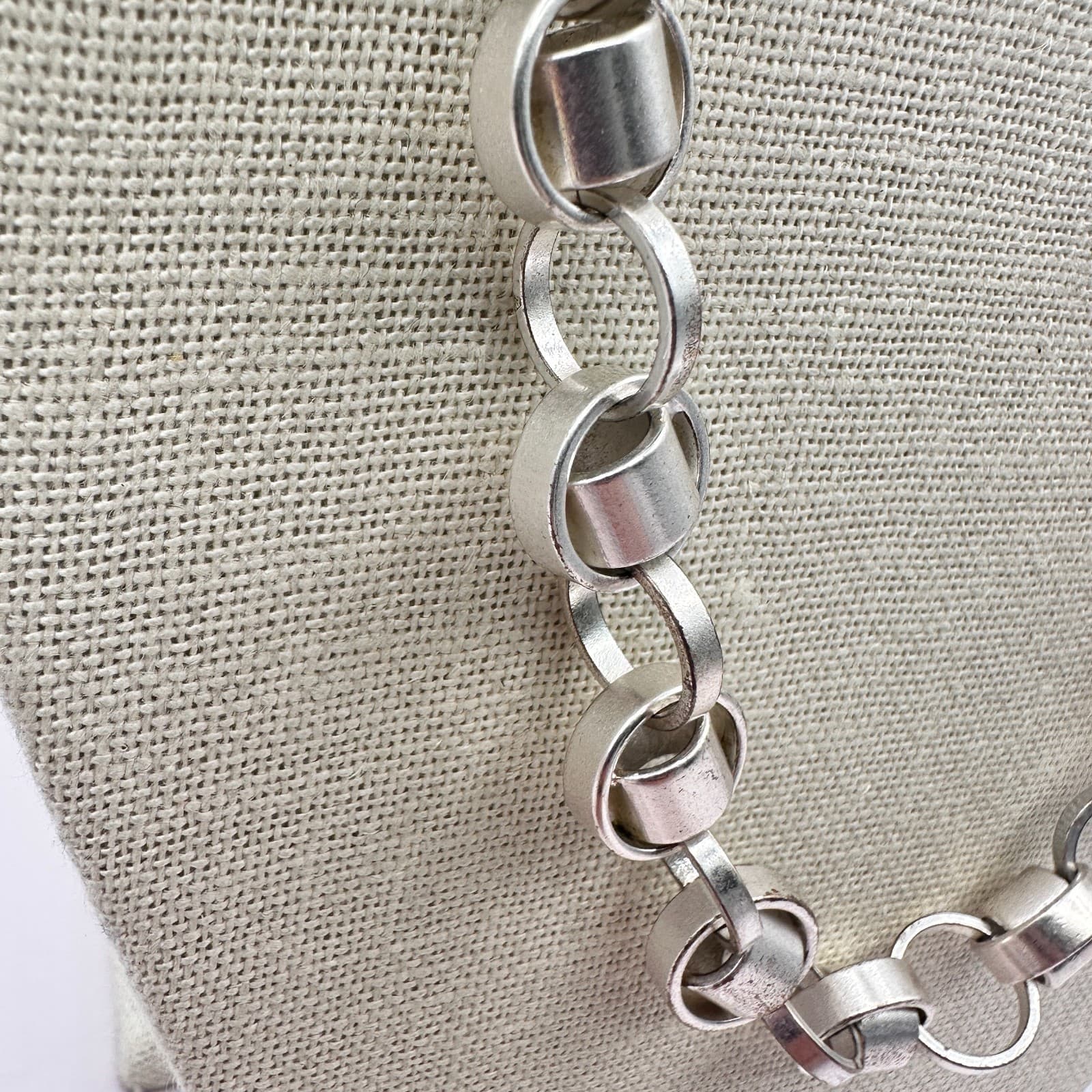 Vintage 90s Silver Tone Belcher Rolo Chain Necklace Statement Chunky Jewelry - Thumbnail 5