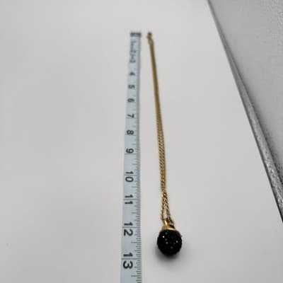 Vintage 80s Gold Tone Black Rhinestone Disco Ball Pendant Twisted Chain Jewelry - Thumbnail 9