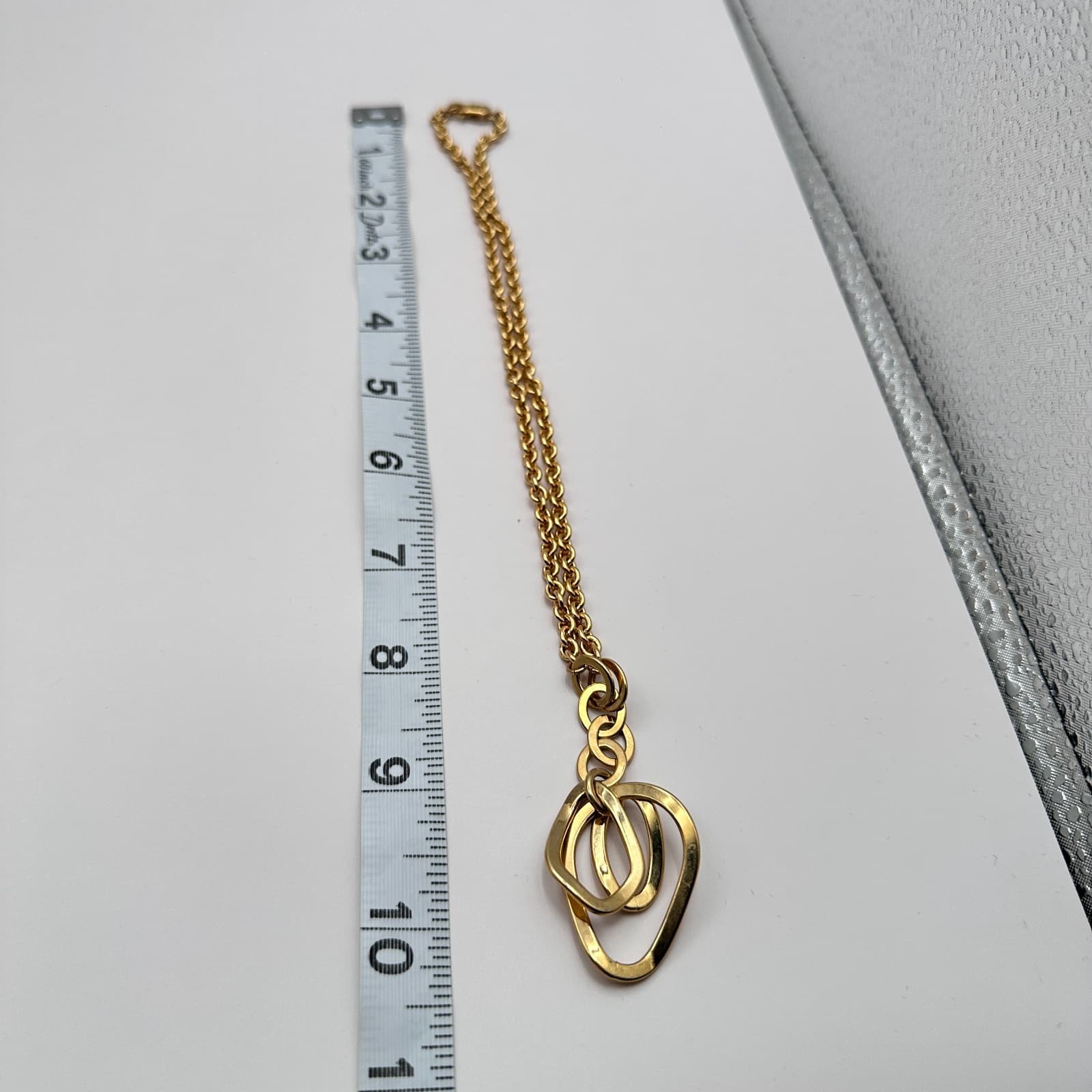 Vintage Y2K Gold Tone Abstract Hoops Pendant Necklace Women's Classic Jewelry - Thumbnail 10