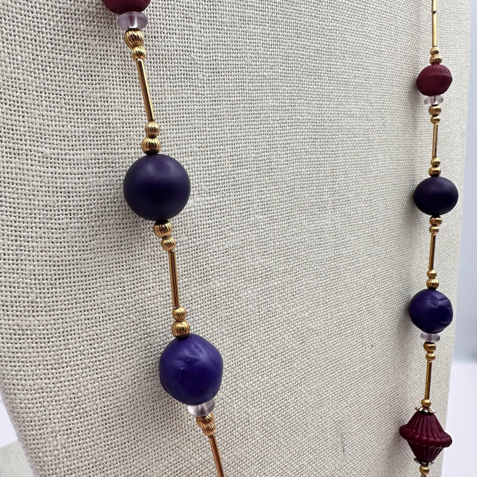 Vintage Y2K 90s Gold Tone Beaded Long Necklace Statement Women's Classic Jewelry - Thumbnail 5