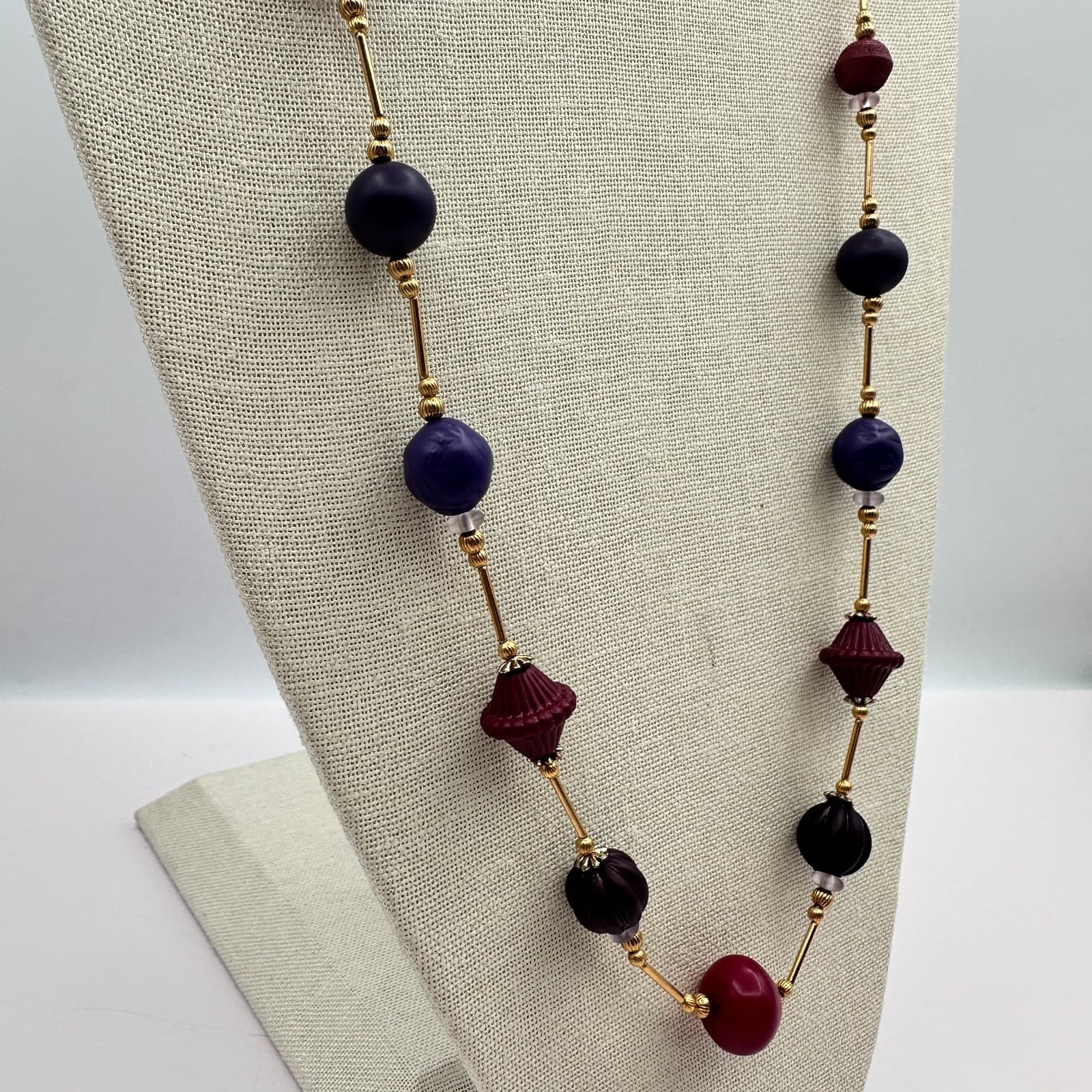 Vintage Y2K 90s Gold Tone Beaded Long Necklace Statement Women's Classic Jewelry - Thumbnail 4