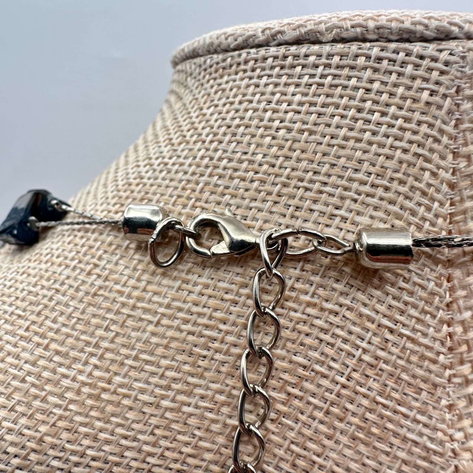 Vintage 90s Silver Tone Double Strand Iridescent Shell Necklace Women's Jewelry - Thumbnail 13