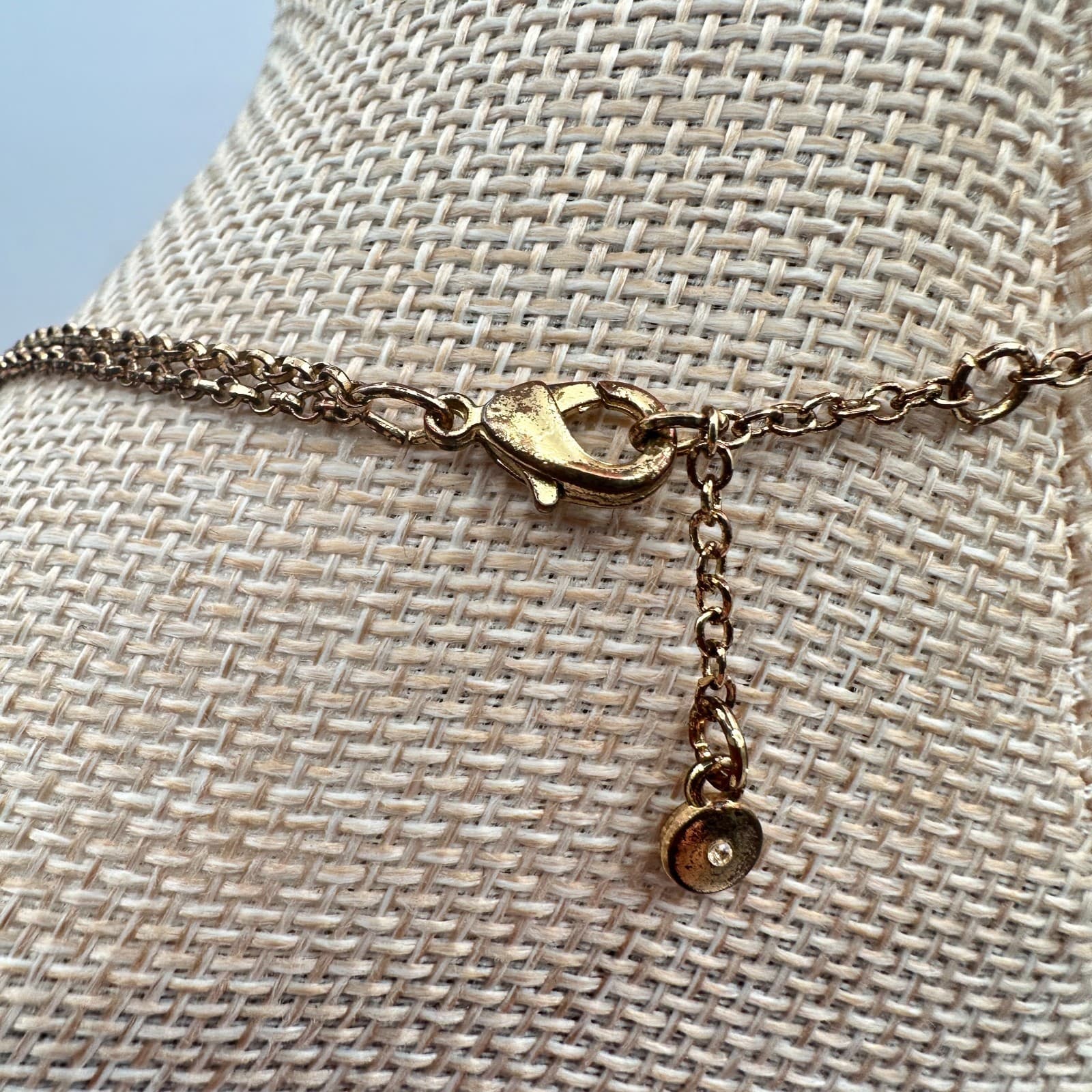 Vintage 90s Gold Tone Double Layer Chain Pearl Charm Station Necklace Jewelry - Thumbnail 9