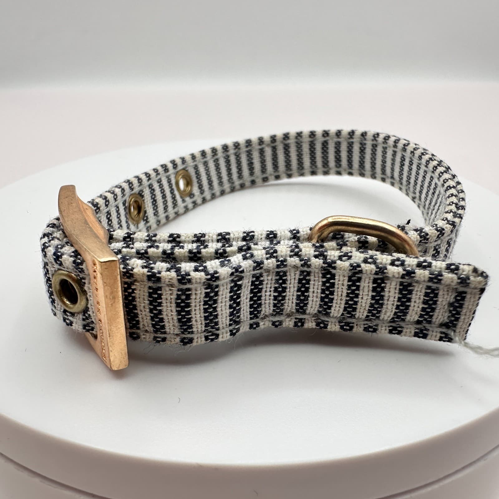Vintage Y2K Gold Tone Boots & Barkley Black White Striped Dog Collar Buckle - Thumbnail 5